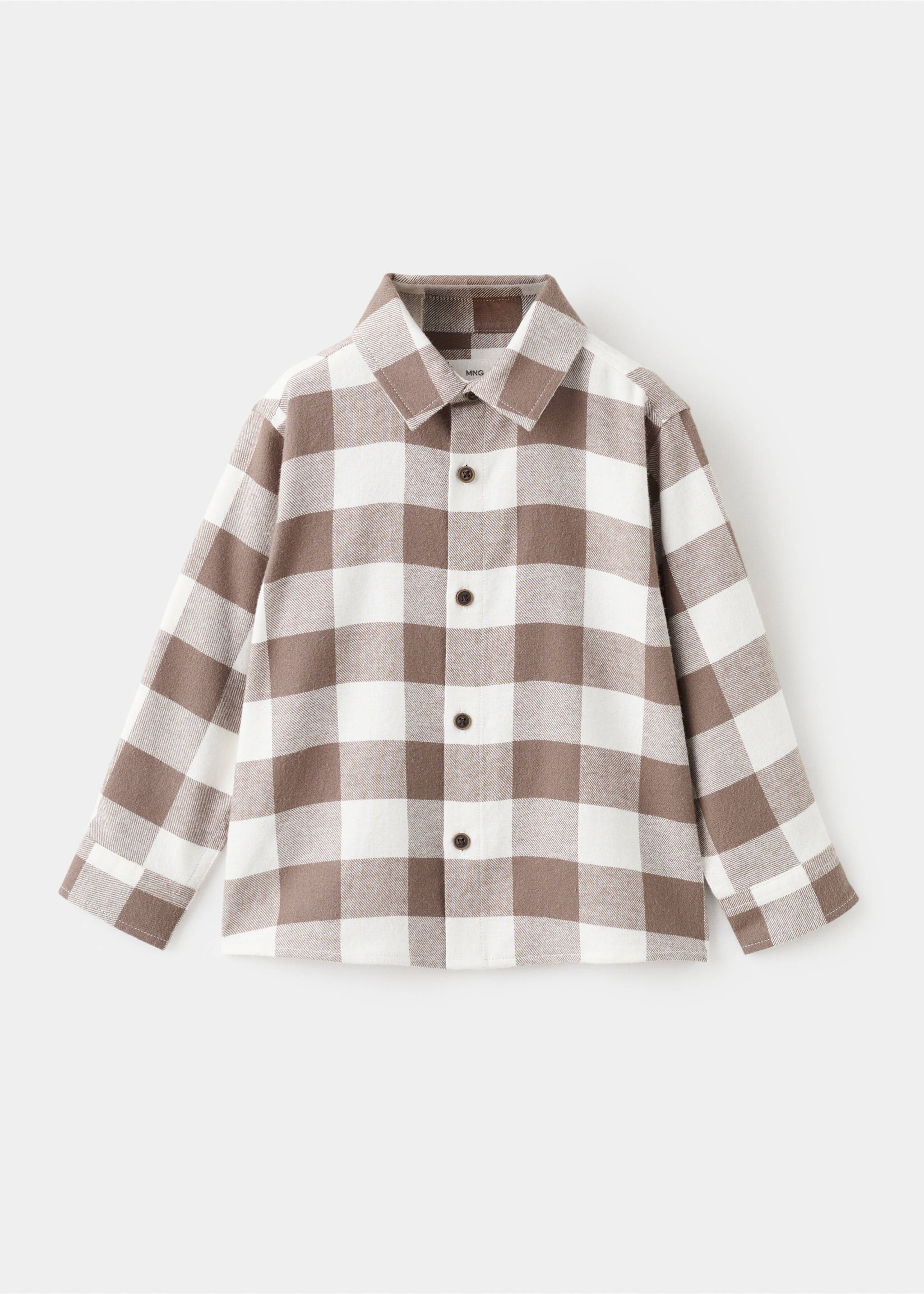 Cotton check shirt - Article without model, Medium Brown. Ref: 17057766-00.
