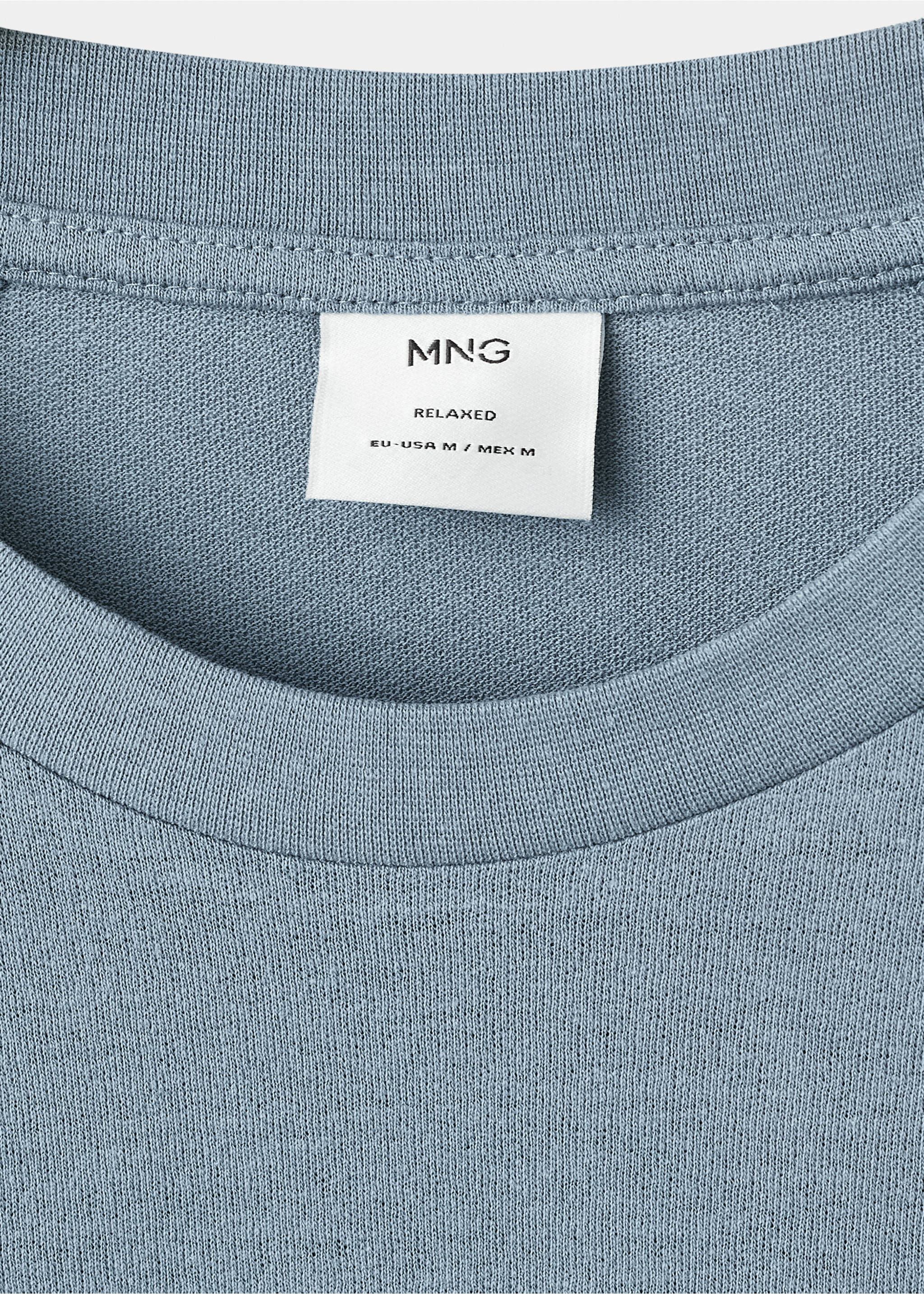 Relaxed-fit cotton-linen t-shirt - Details of the article 8, Indigo Blue. Ref: 17057767-00.
