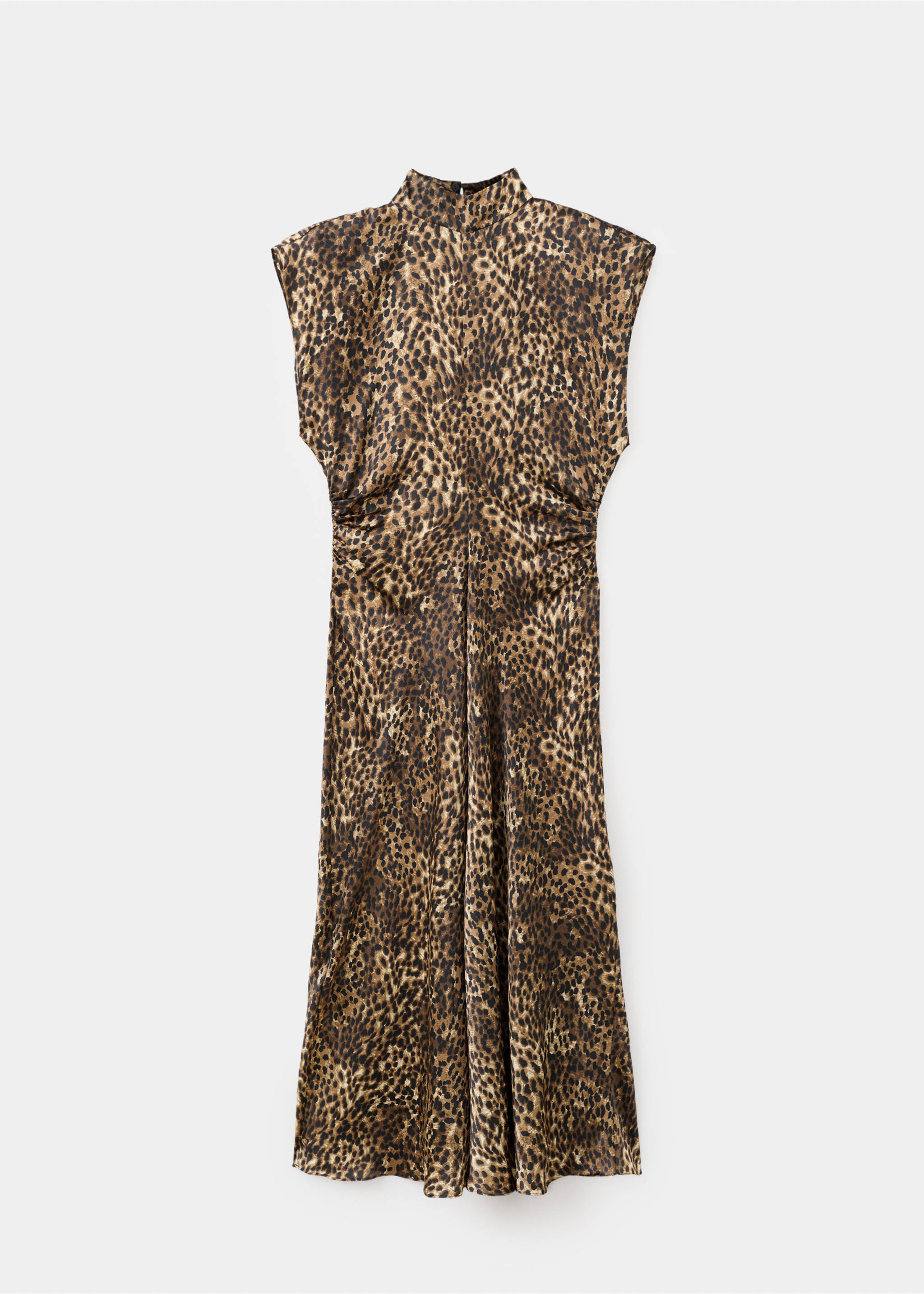 Satiniertes Kleid mit Leo-Print - Artikel ohne Model, Braun. Ref: 17057817-00.