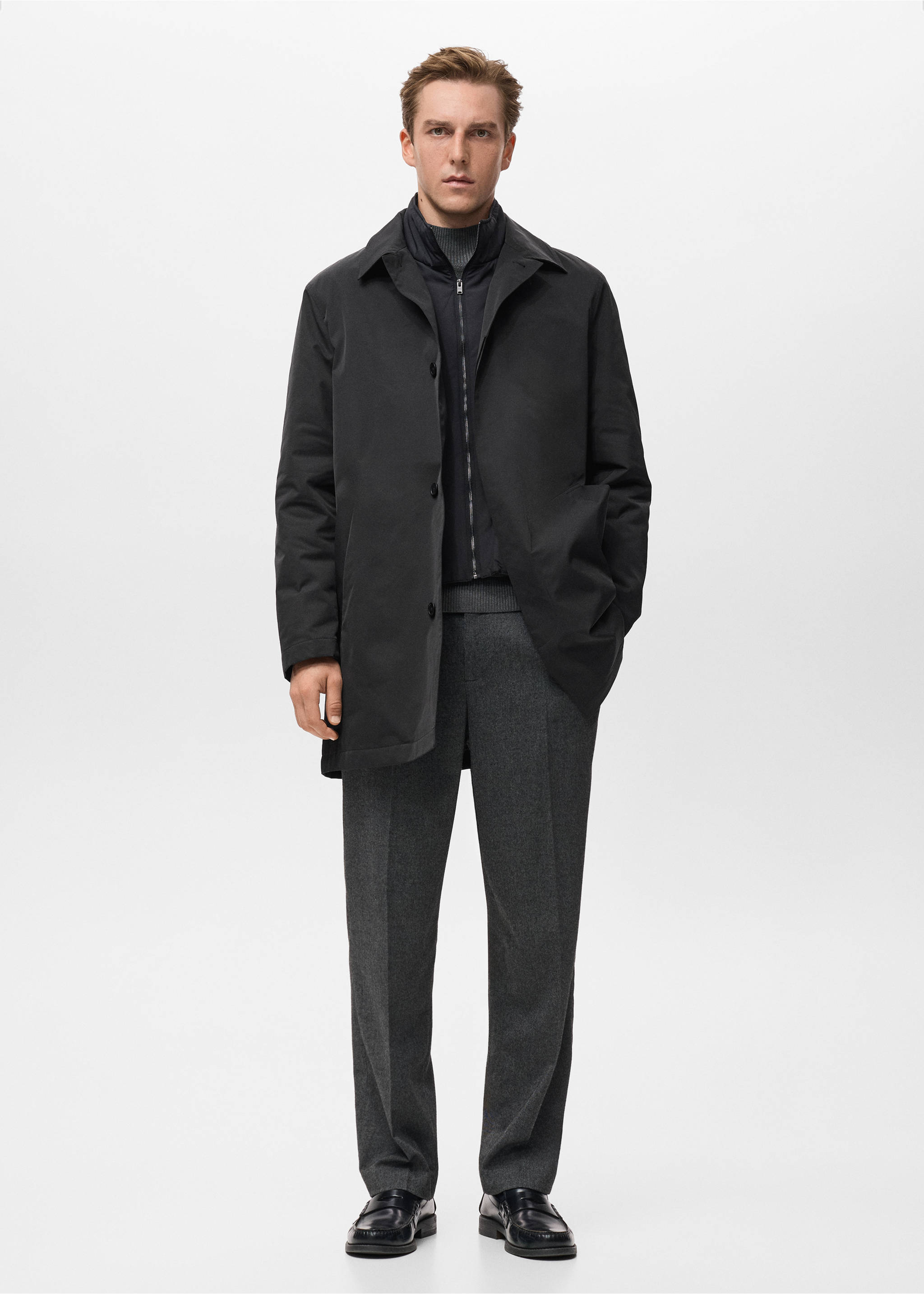 Wasserabweisender Stepp-Trenchcoat - Allgemeine Ansicht, Schwarz. Ref: 17057885-00.