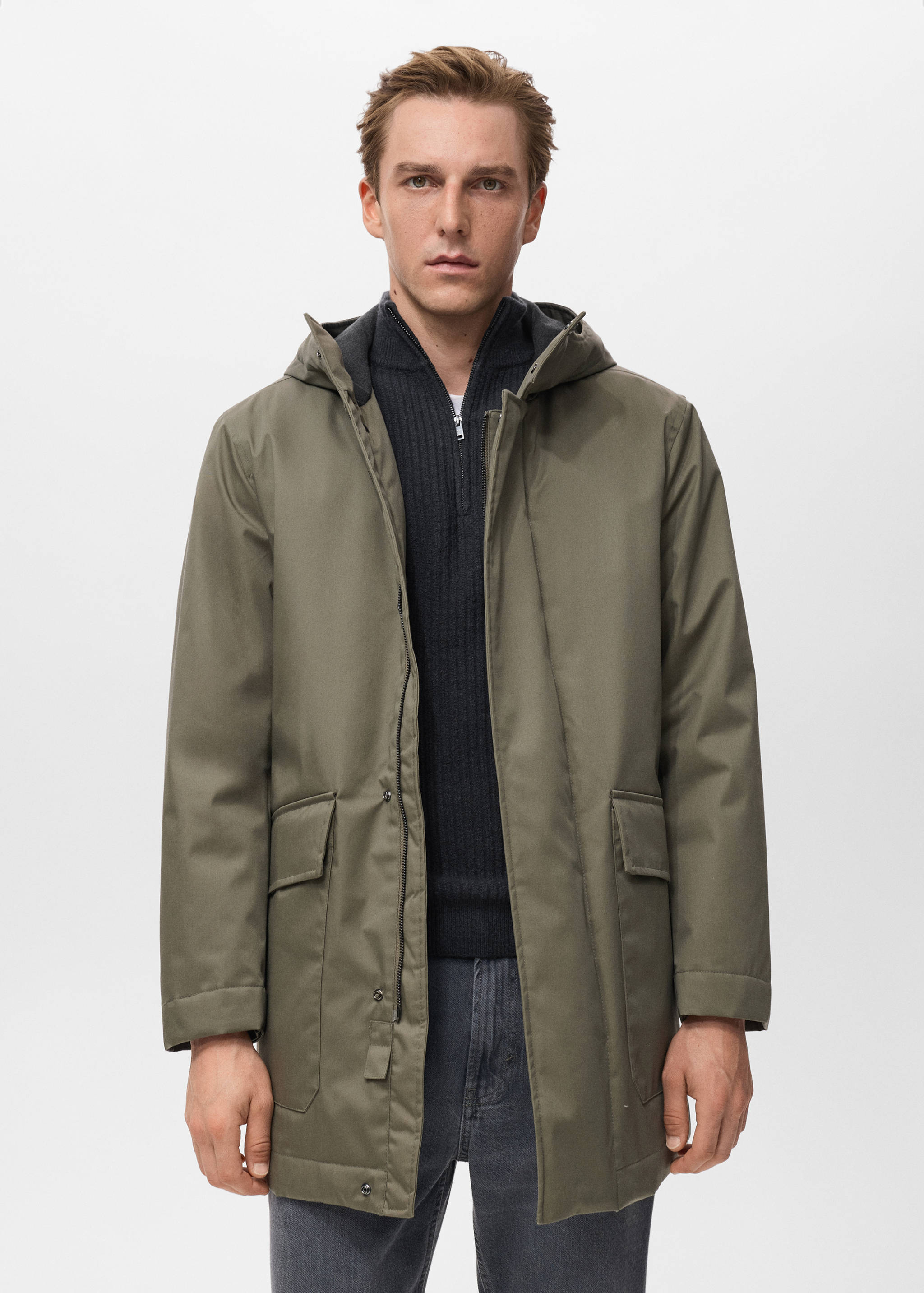 Quilted parka with water-repellent hood - Medium plane