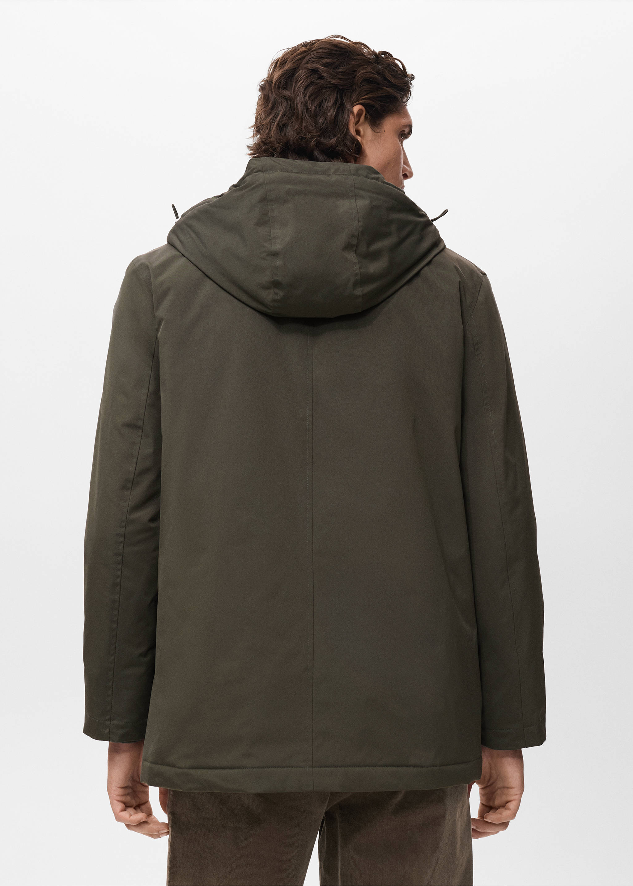 Water-repellent hooded parka - Reverse of the article, Dark Green. Ref: 17057887-00.