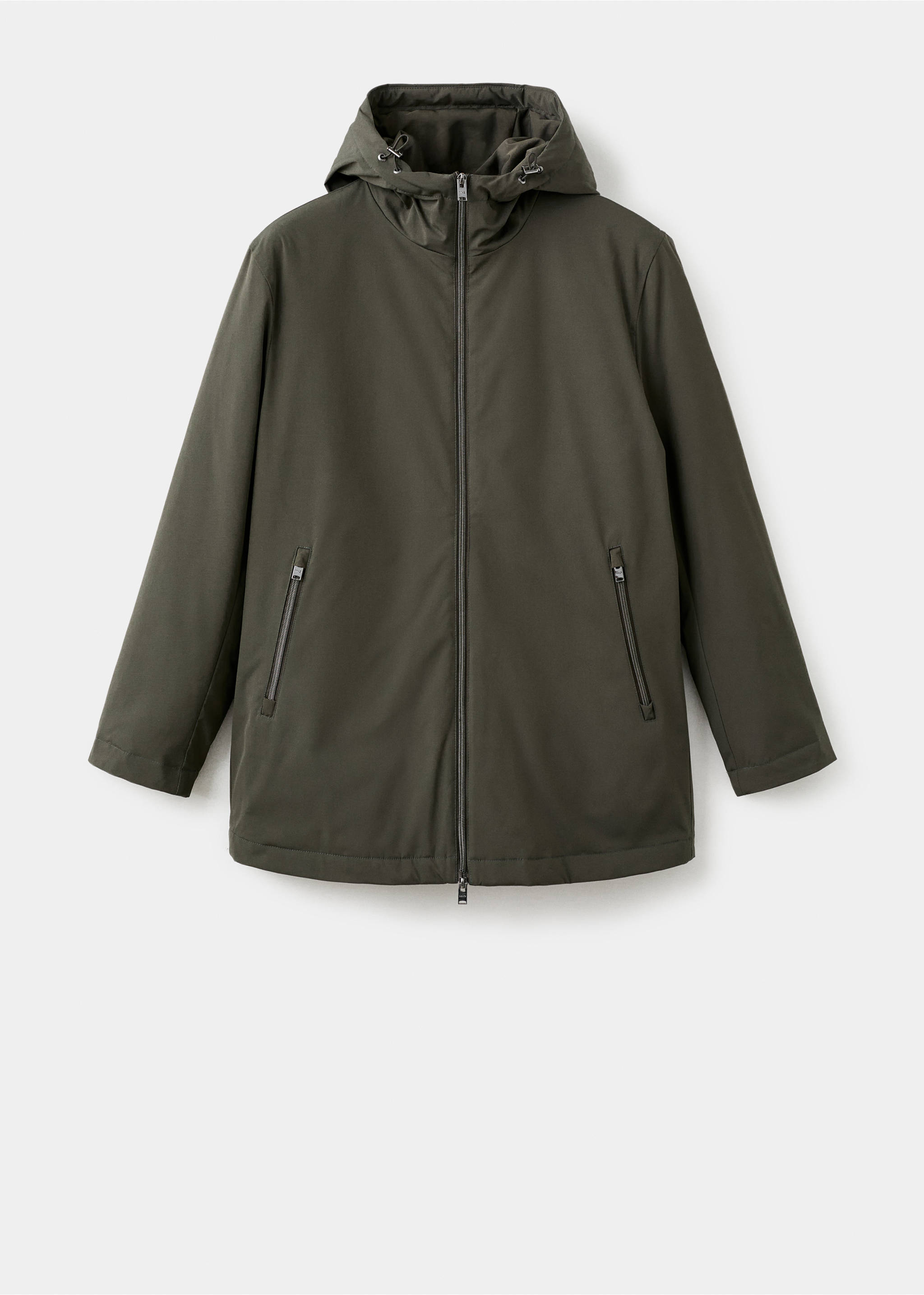 Water-repellent hooded parka - Article without model, Dark Green. Ref: 17057887-00.