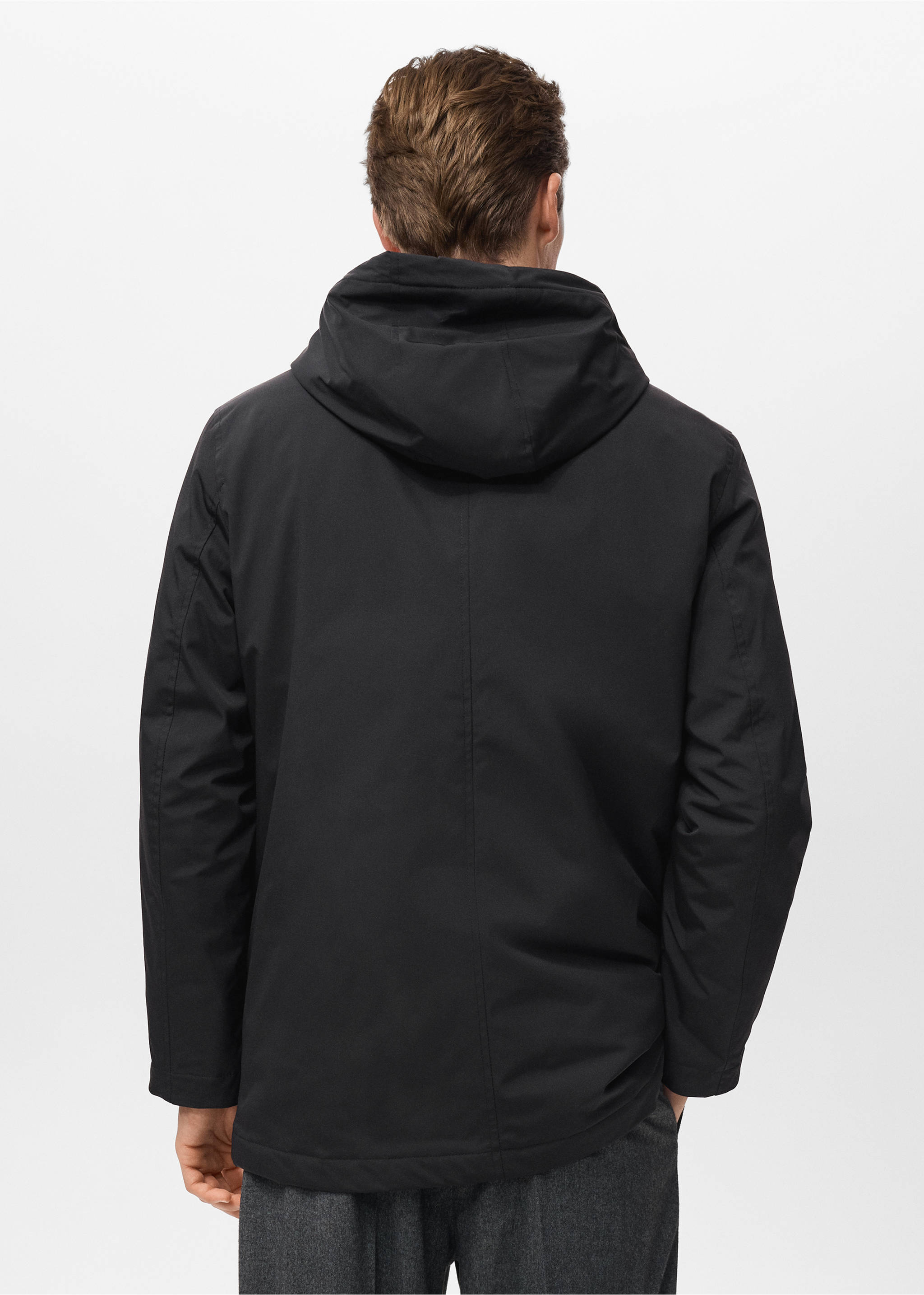 Water-repellent hooded parka - Reverse of the article, Black. Ref: 17057887-00.