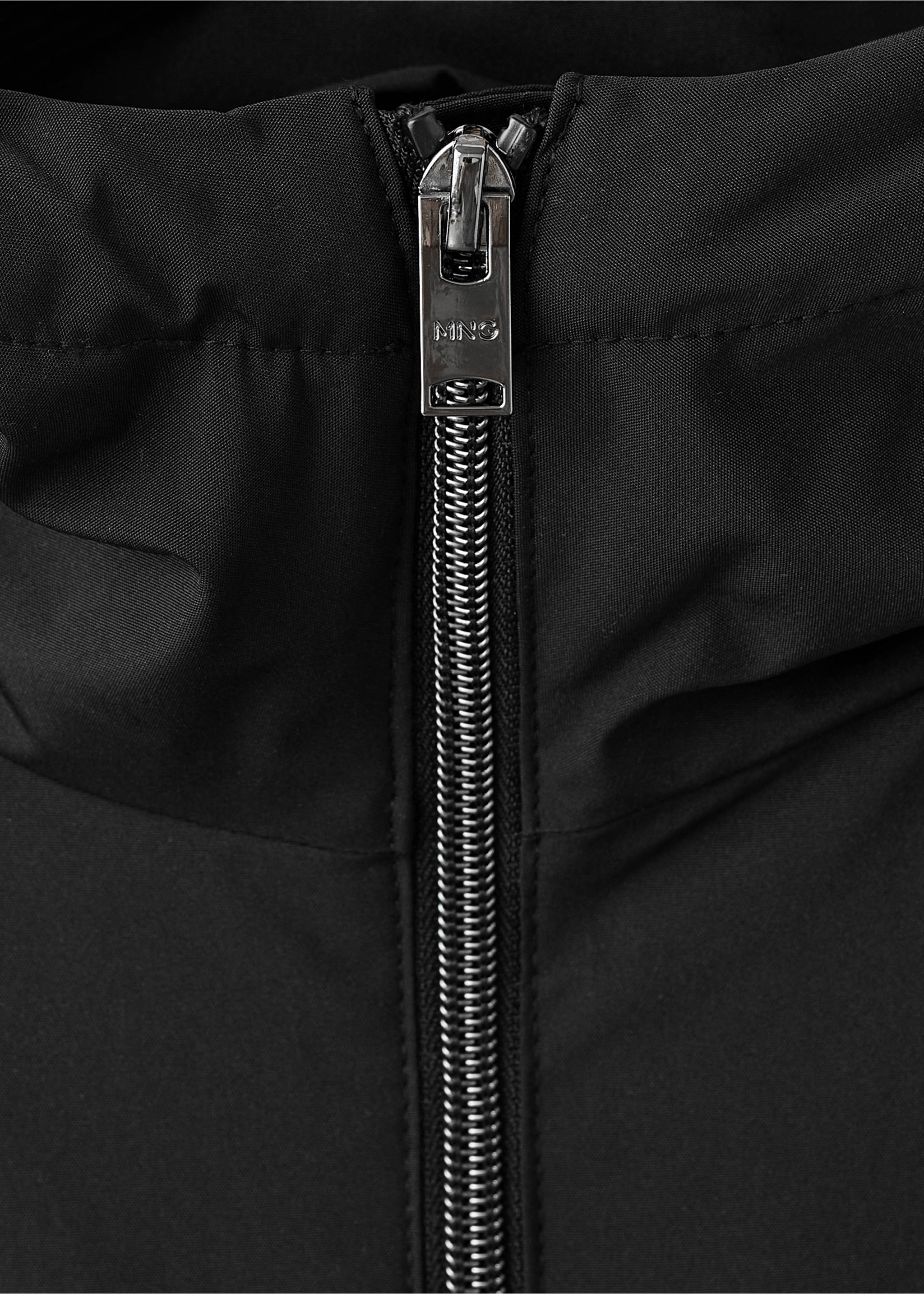 Water-repellent hooded parka - Details of the article 8, Black. Ref: 17057887-00.