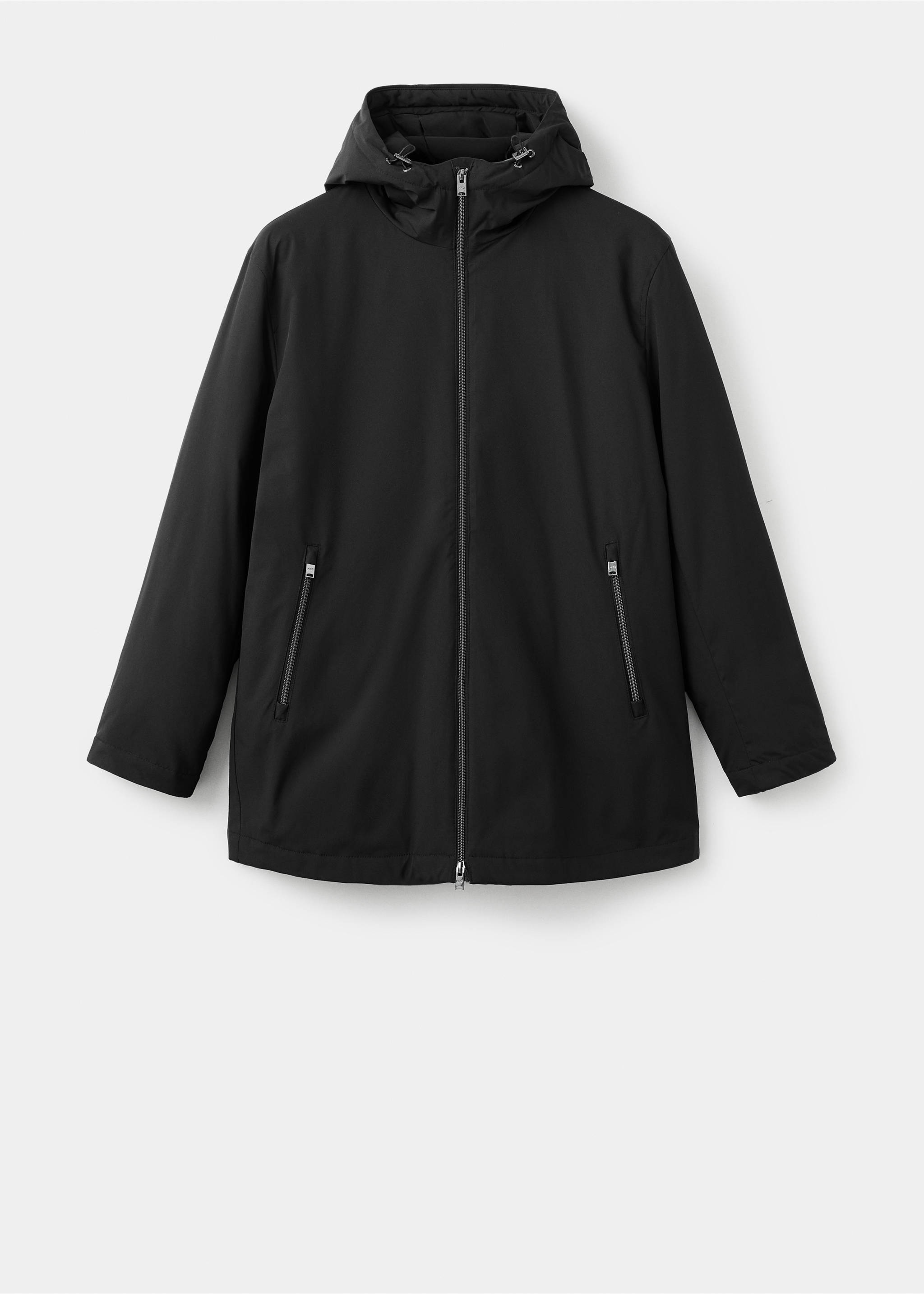 Water-repellent hooded parka - Article without model, Black. Ref: 17057887-00.