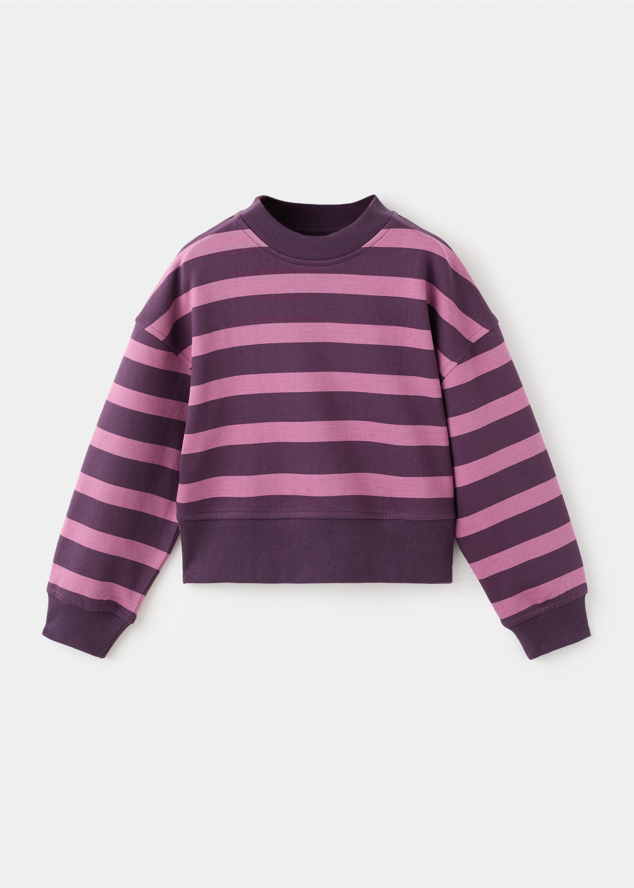 Striped cotton-blend sweatshirt - Article without model, Purple. Ref: 17057889-00.
