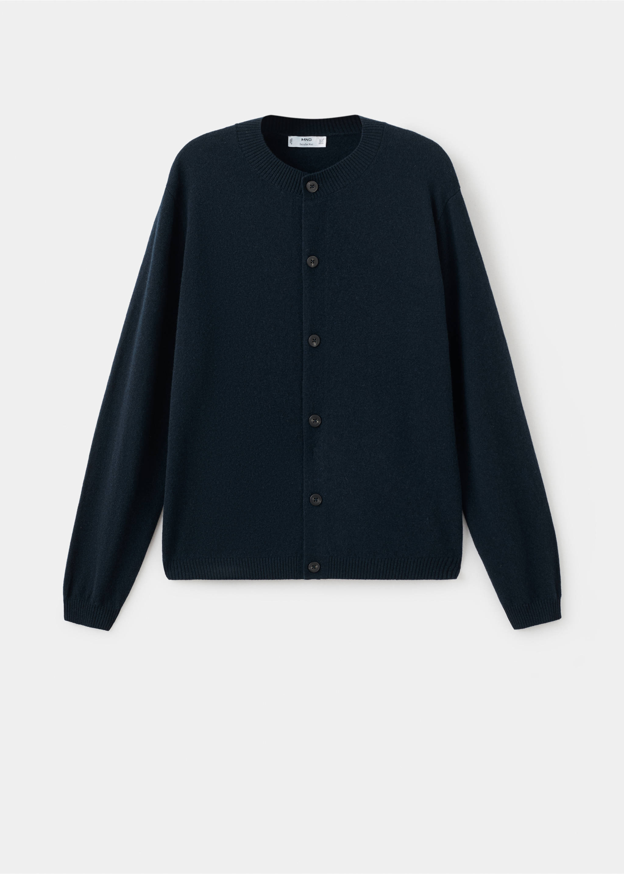 100% extra-fine wool cardigan with buttons - Article without model, Navy. Ref: 17057899-00.