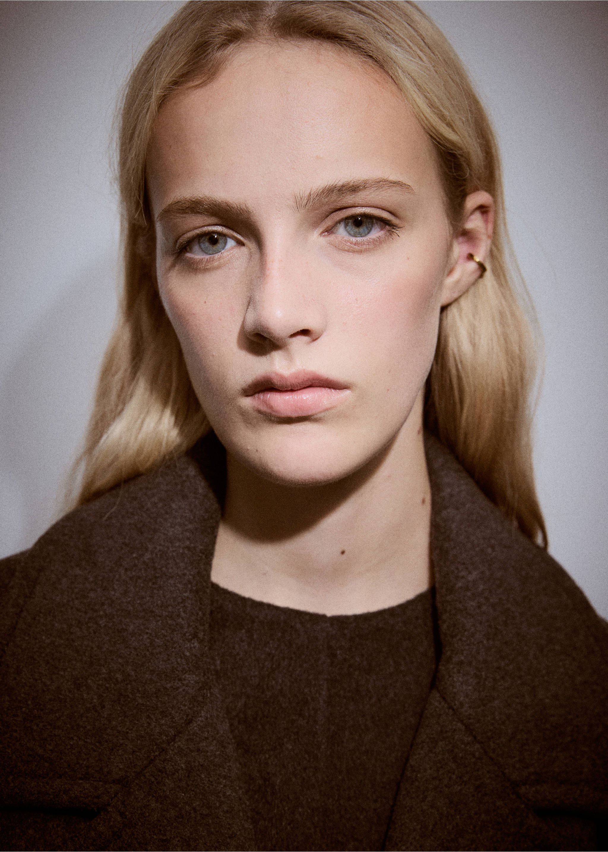 Pochette en cuir et fausse fourrure - Plan général, Marron. Ref: 17057905-00.