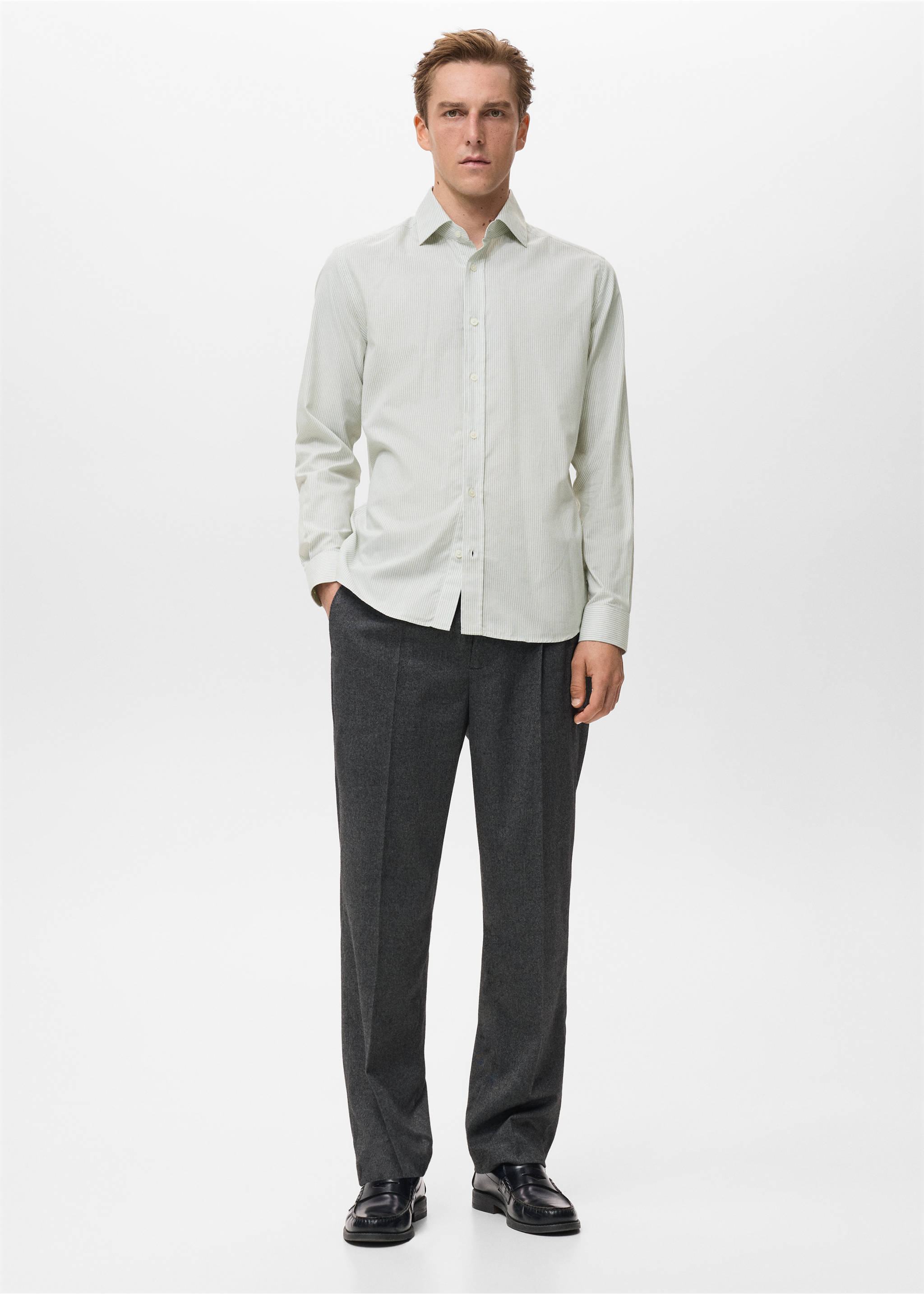 Chemise 100 % coton flanelle regular-fit - Plan général, Vert. Ref: 17057907-00.