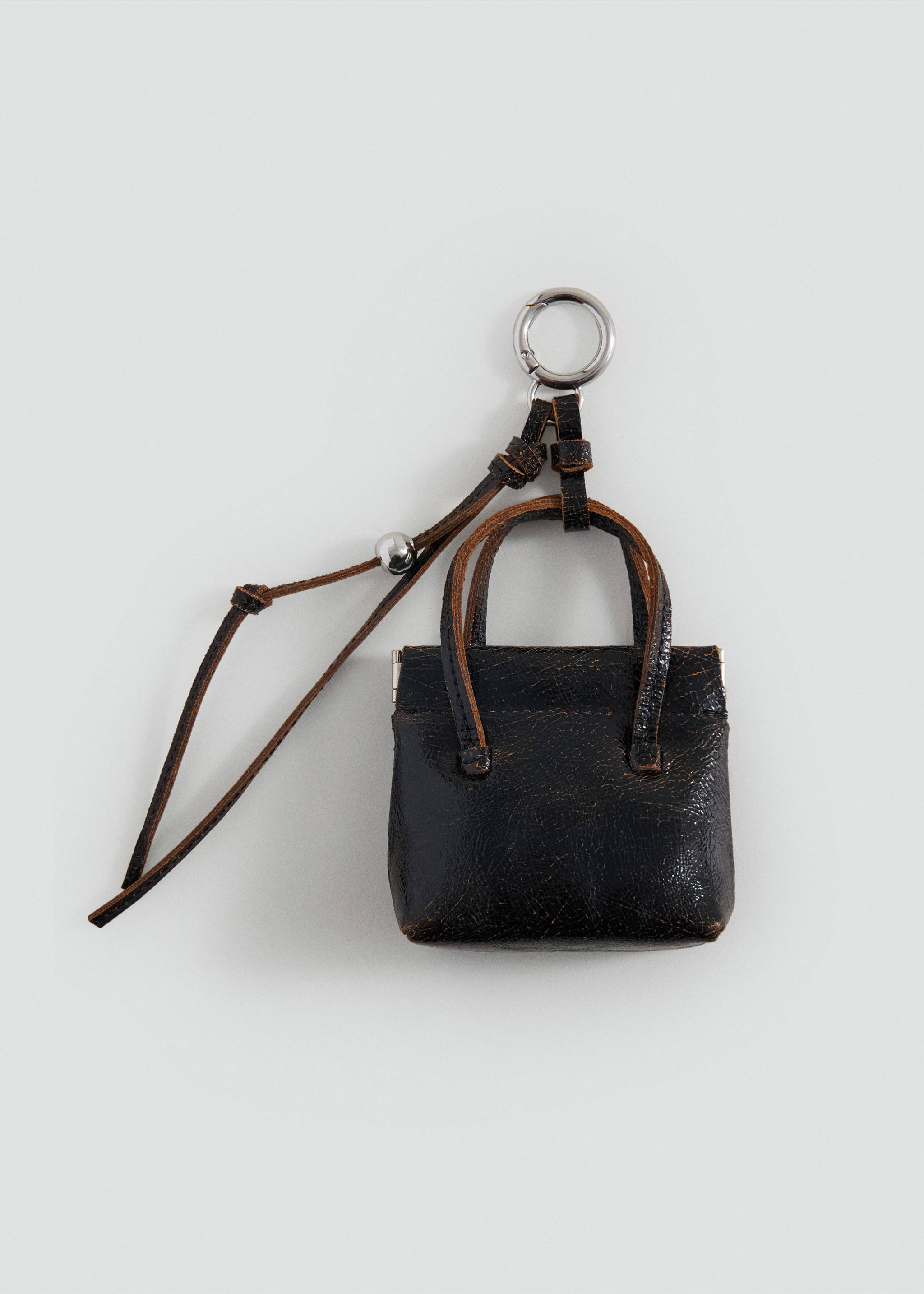 Leather handbag with keychain - Article without model, Black. Ref: 17057910-00.