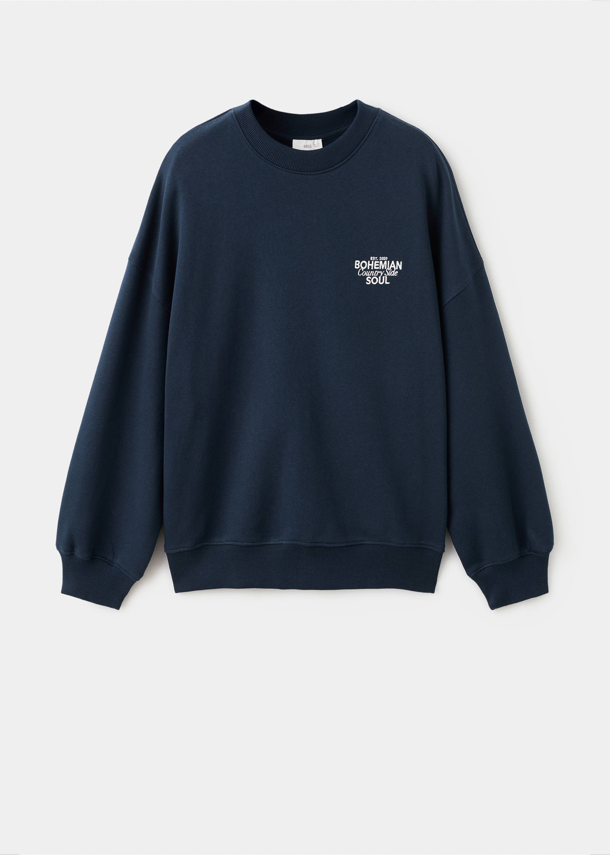 Printed embroidered sweatshirt - Article without model, Navy. Ref: 17058268-00.