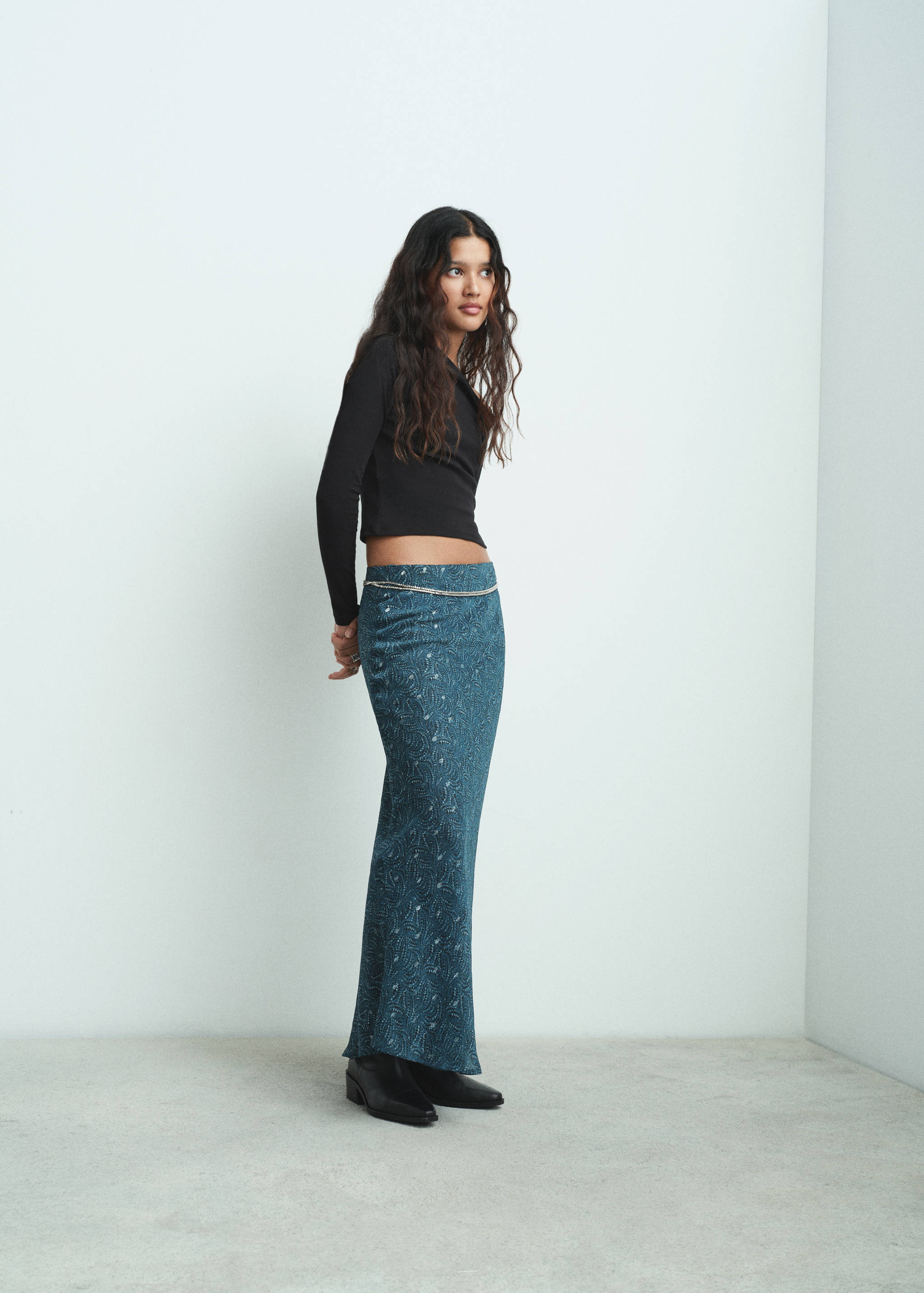 Long lurex skirt - General plane