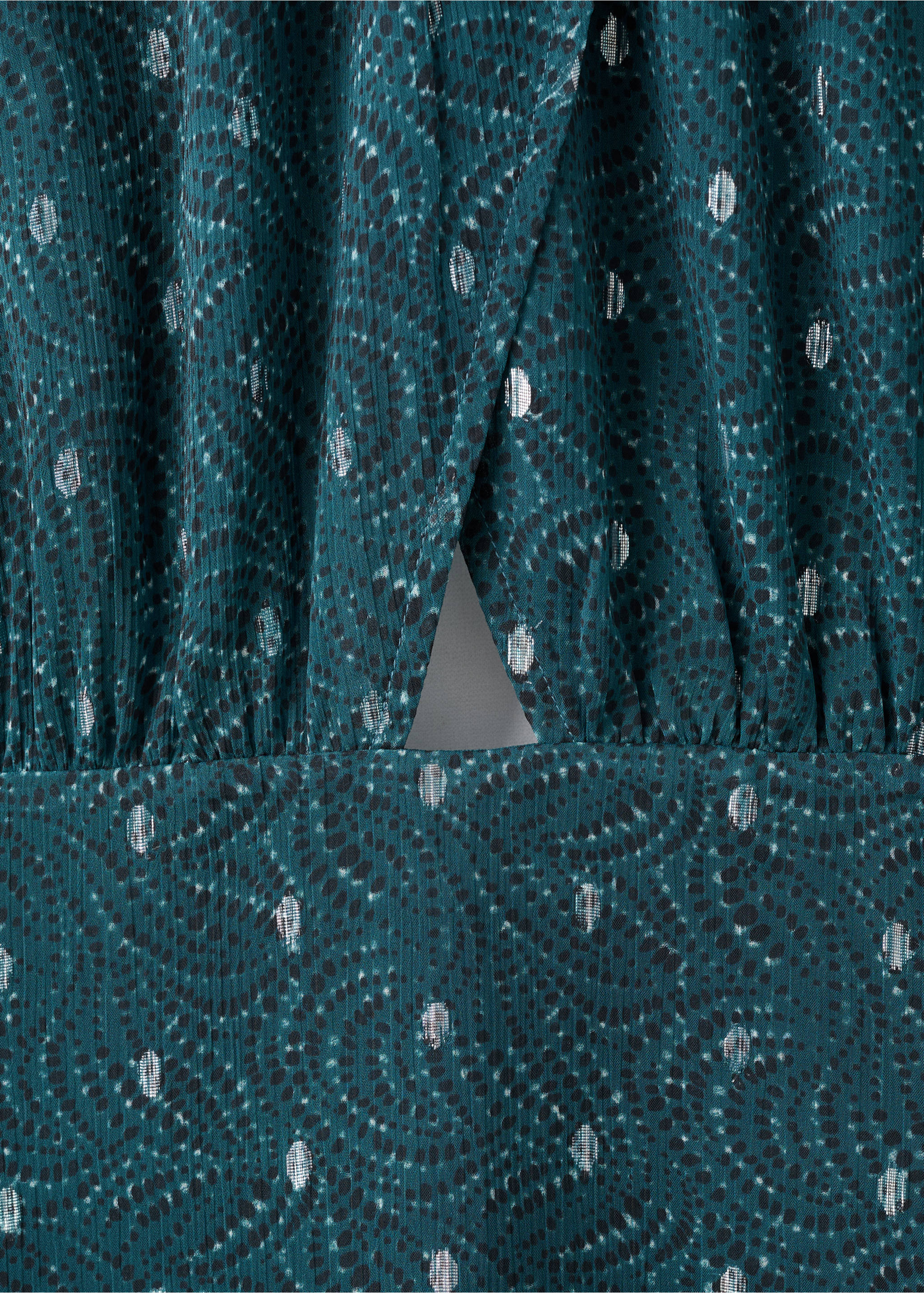 Lurex cut-out print dress - Details of the article 8, Petrol Blue. Ref: 17058275-00.