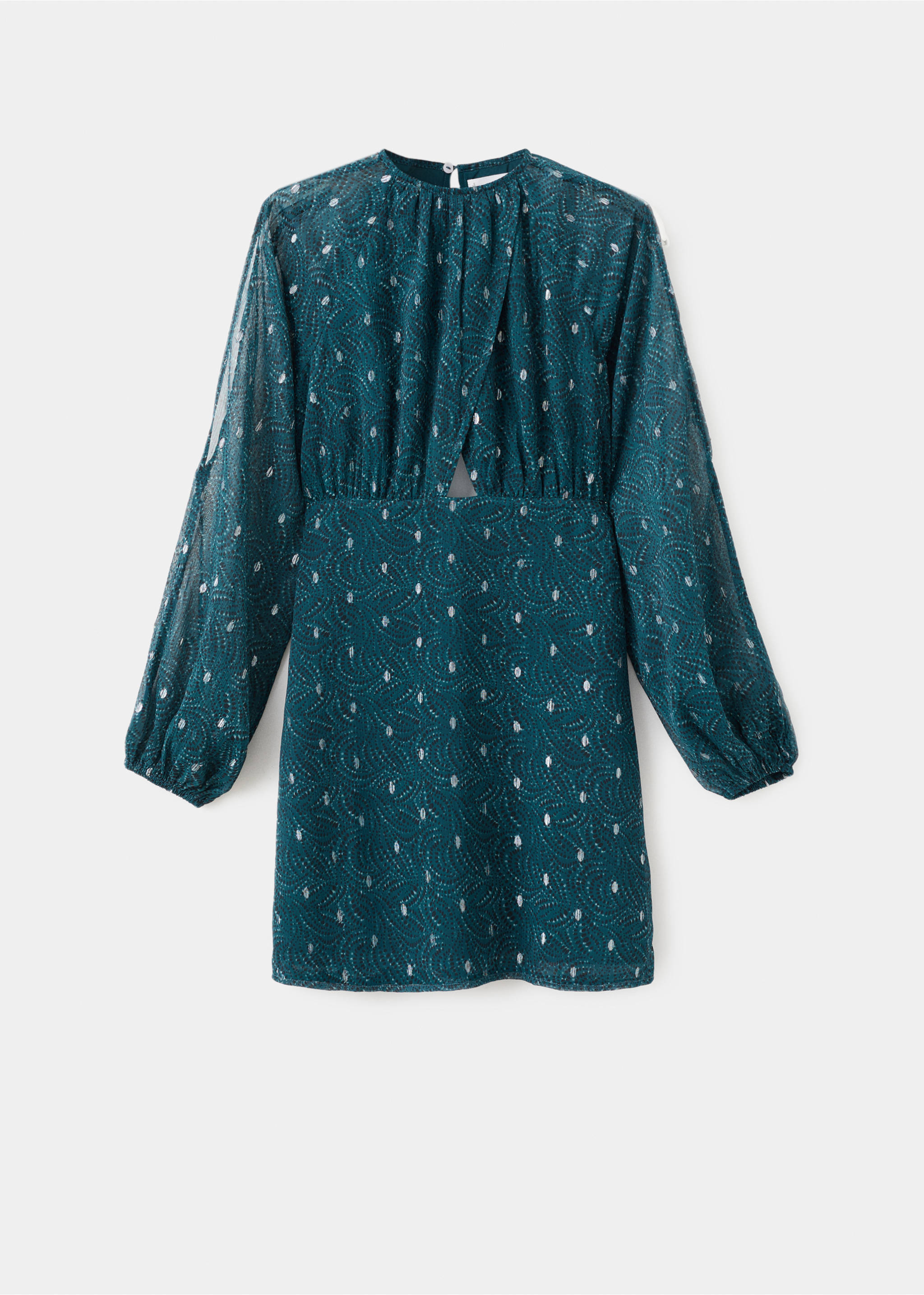 Lurex cut-out print dress - Article without model, Petrol Blue. Ref: 17058275-00.