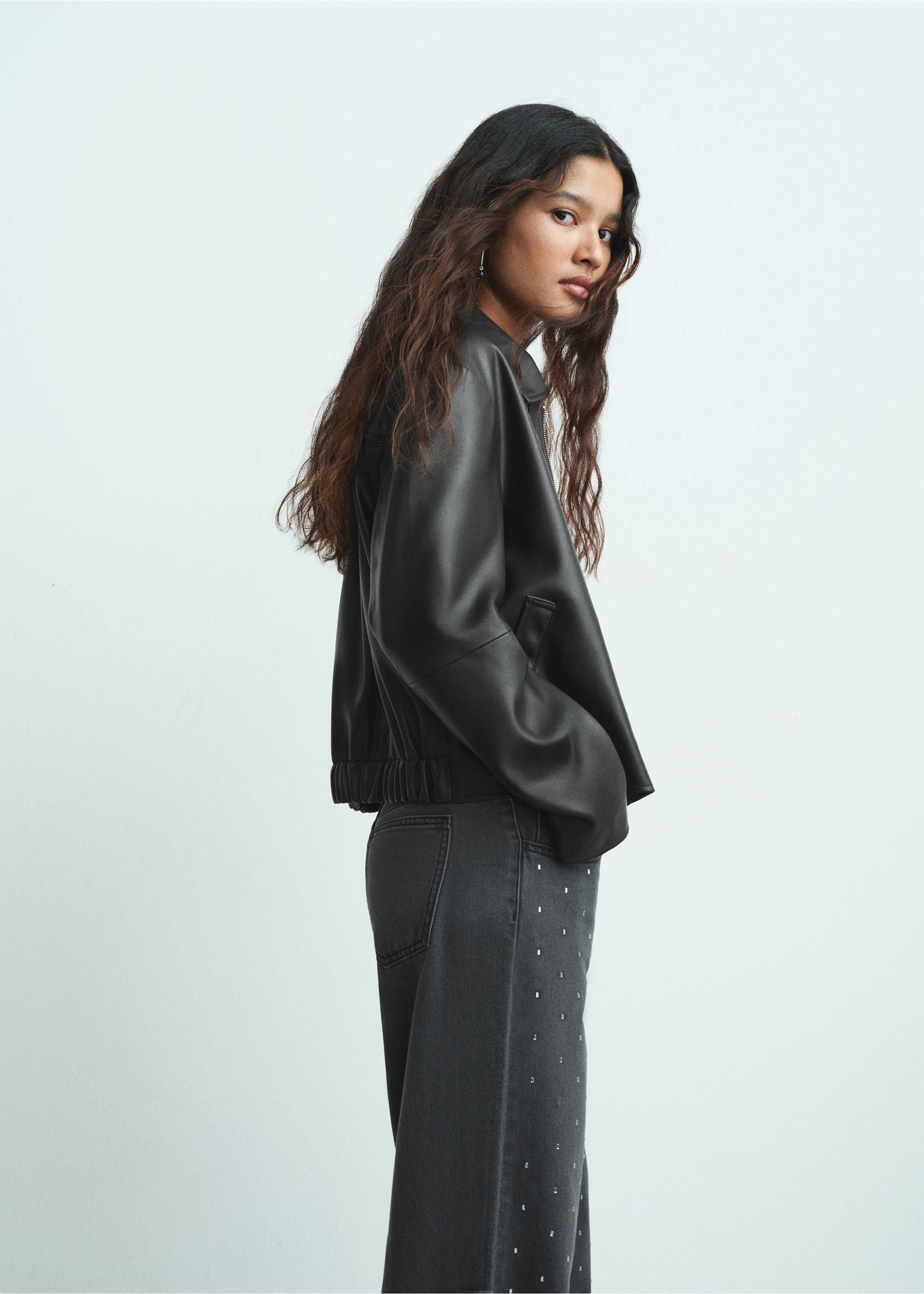 Faux-leather jacket - Medium plane, Black. Ref: 17058284-00.