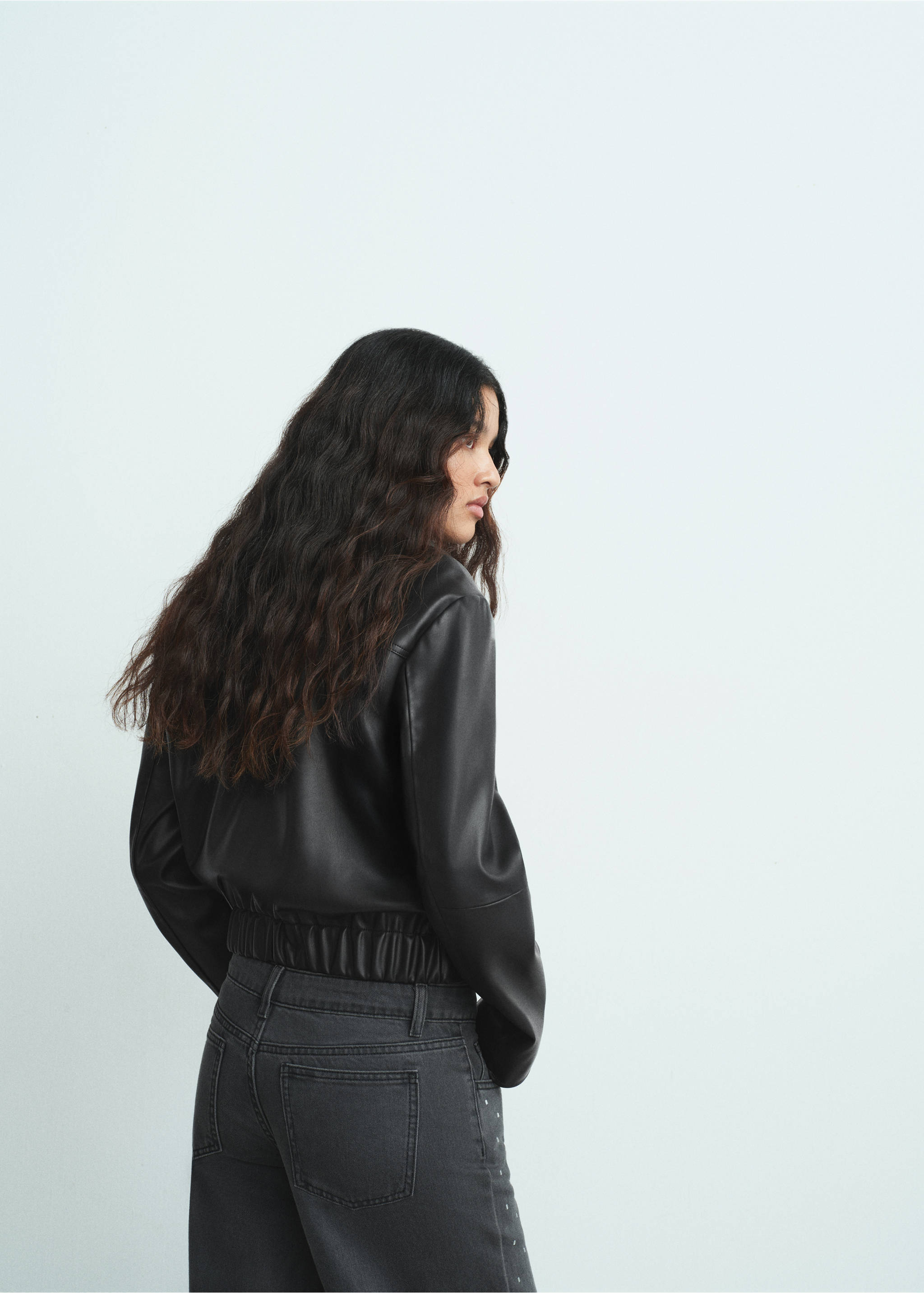 Faux-leather jacket - Reverse of the article, Black. Ref: 17058284-00.