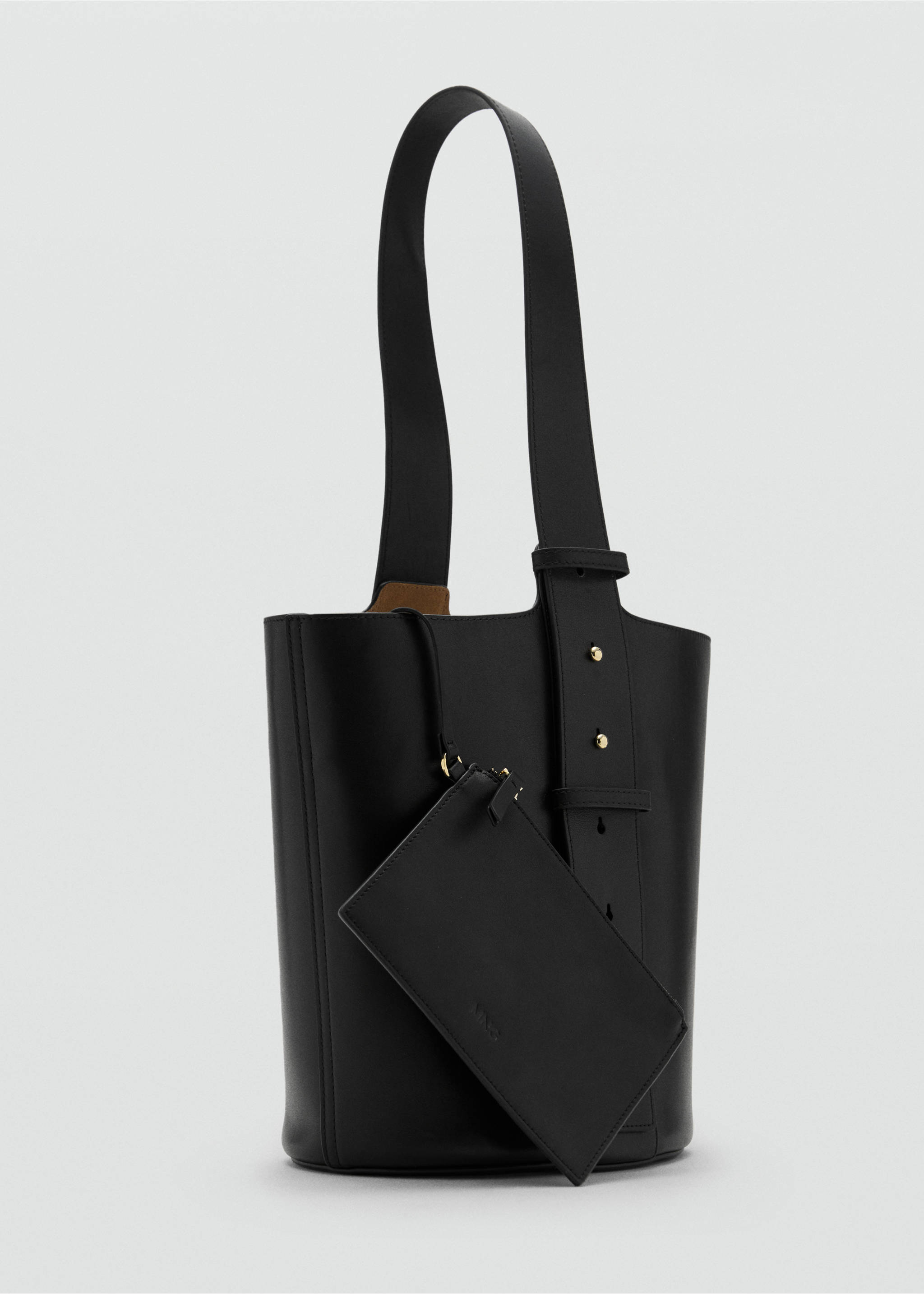 Leather bucket bag - Medium plane, Black. Ref: 17058285-00.