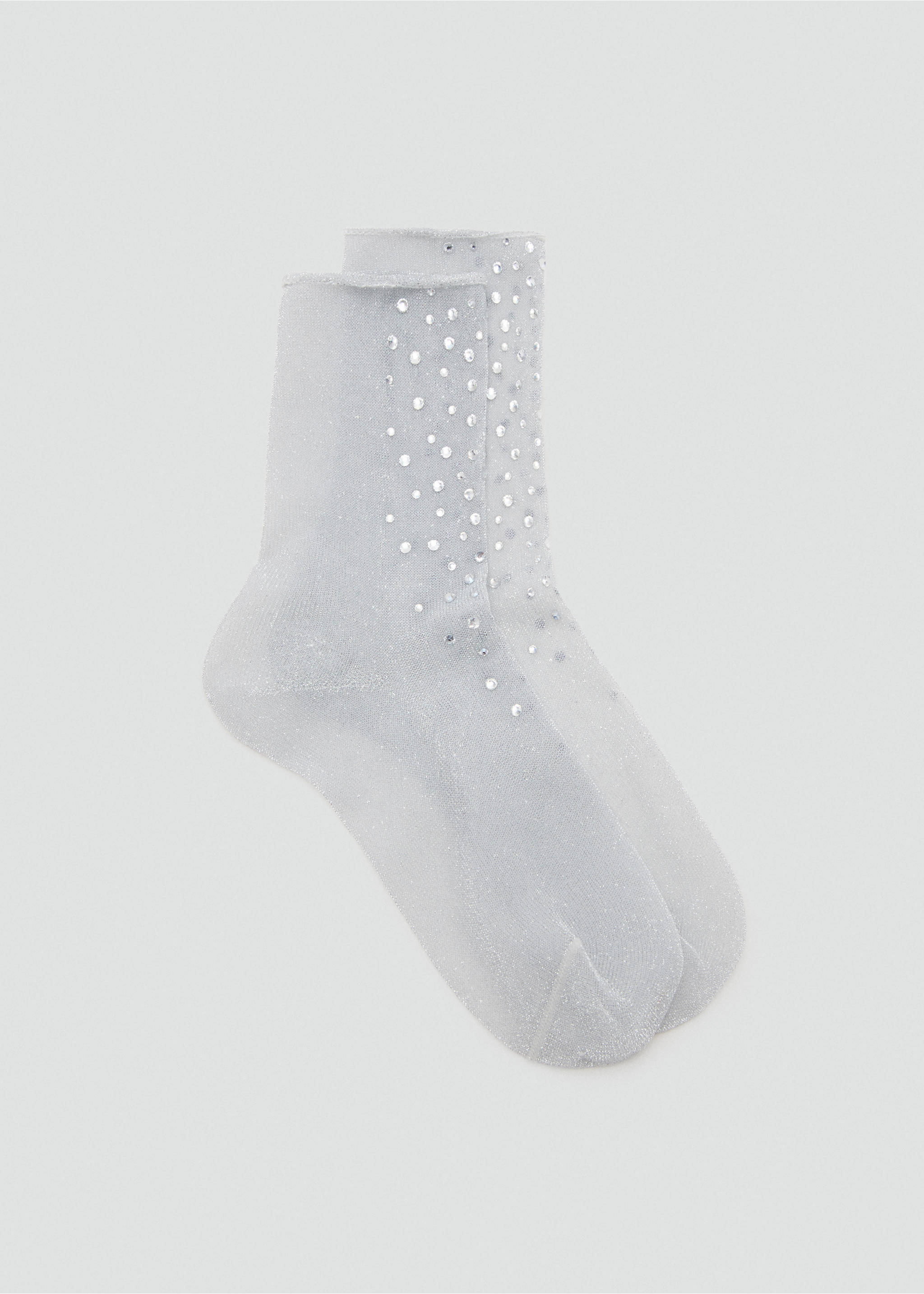 Lurex socks with rhinestones - Article without model, Grey. Ref: 17058289-00.
