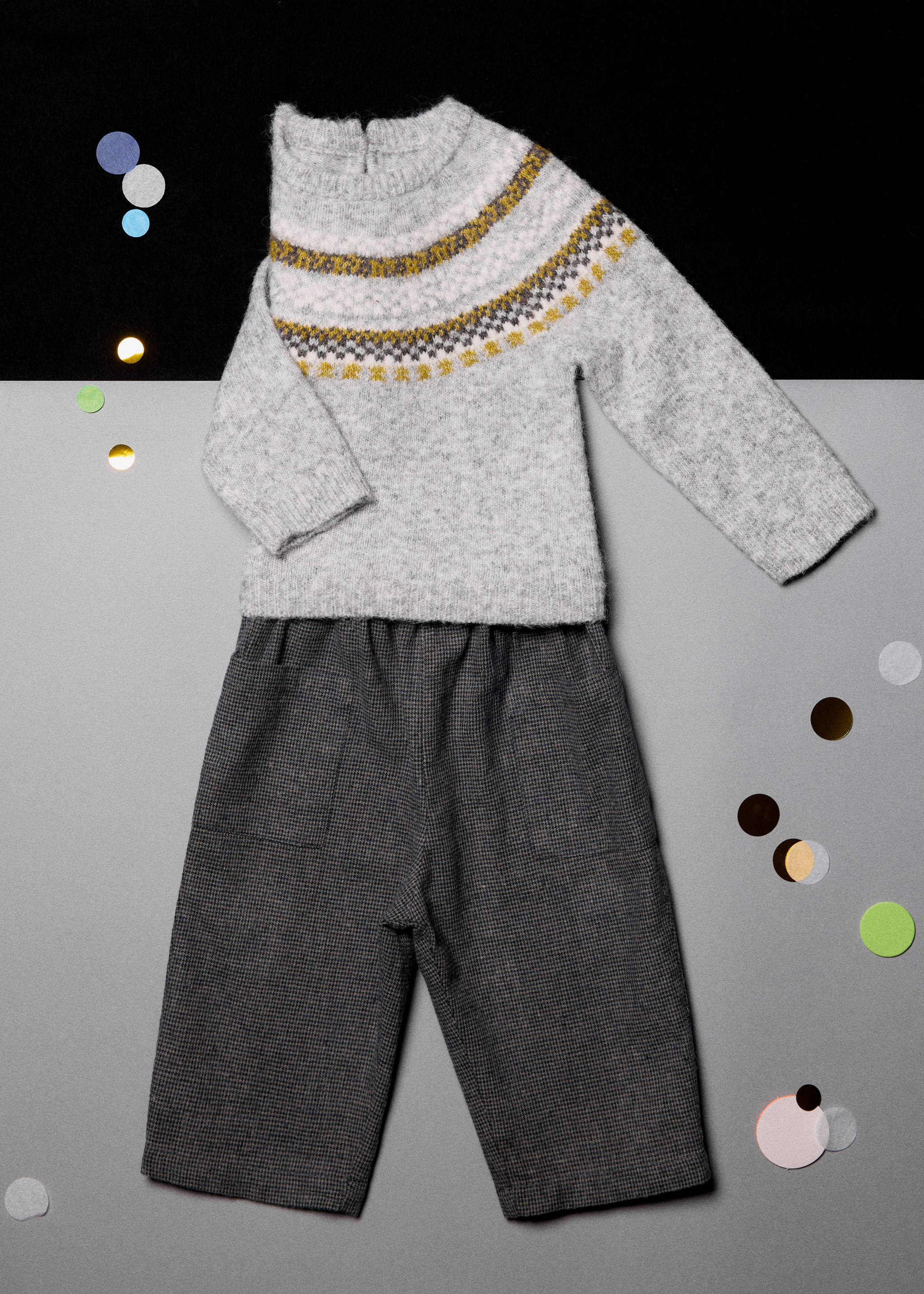 Jacquard knitted sweater - Details of the article 3, Medium Heather Grey. Ref: 17058633-00.