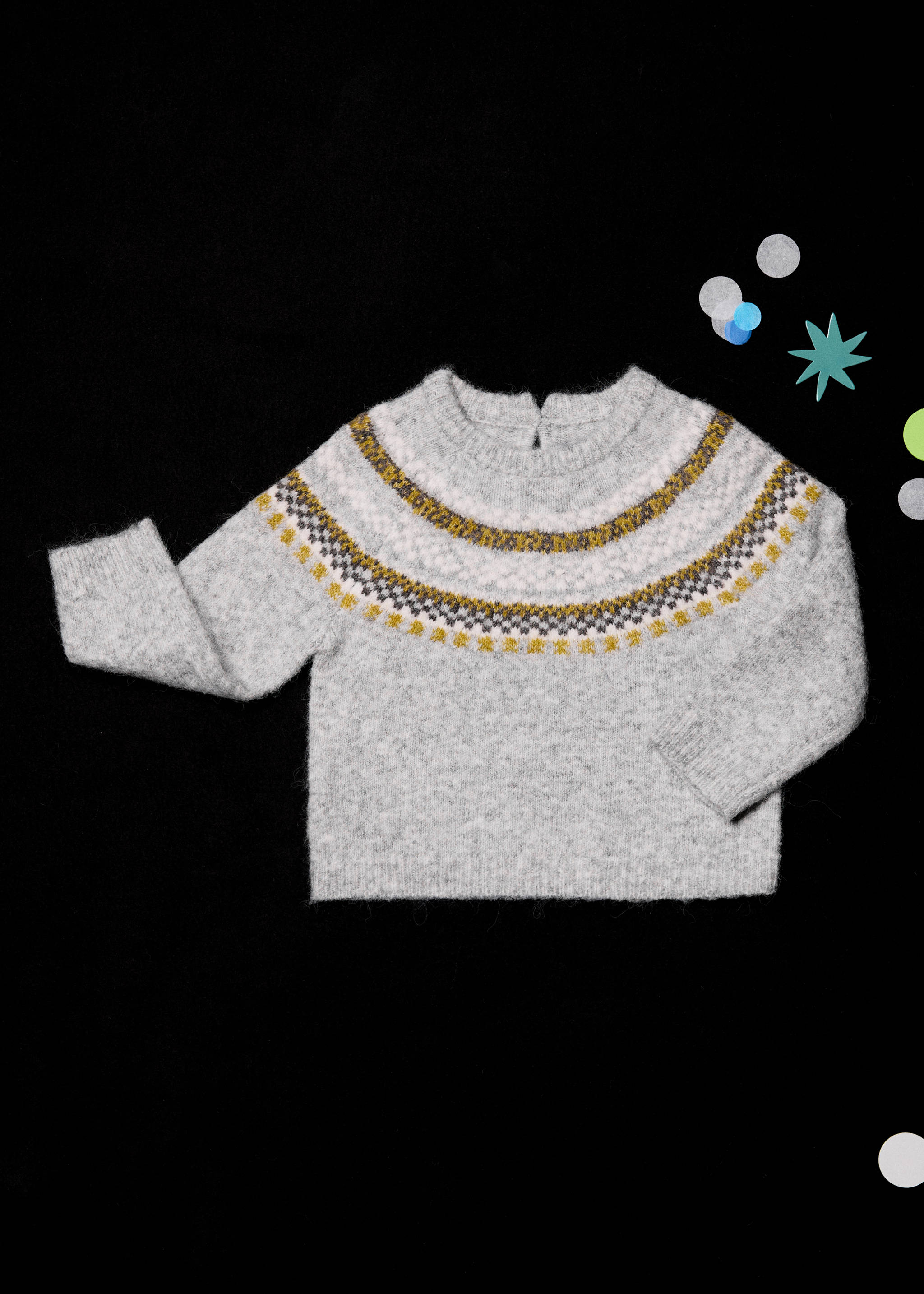 Jacquard knitted sweater - Details of the article 5, Medium Heather Grey. Ref: 17058633-00.