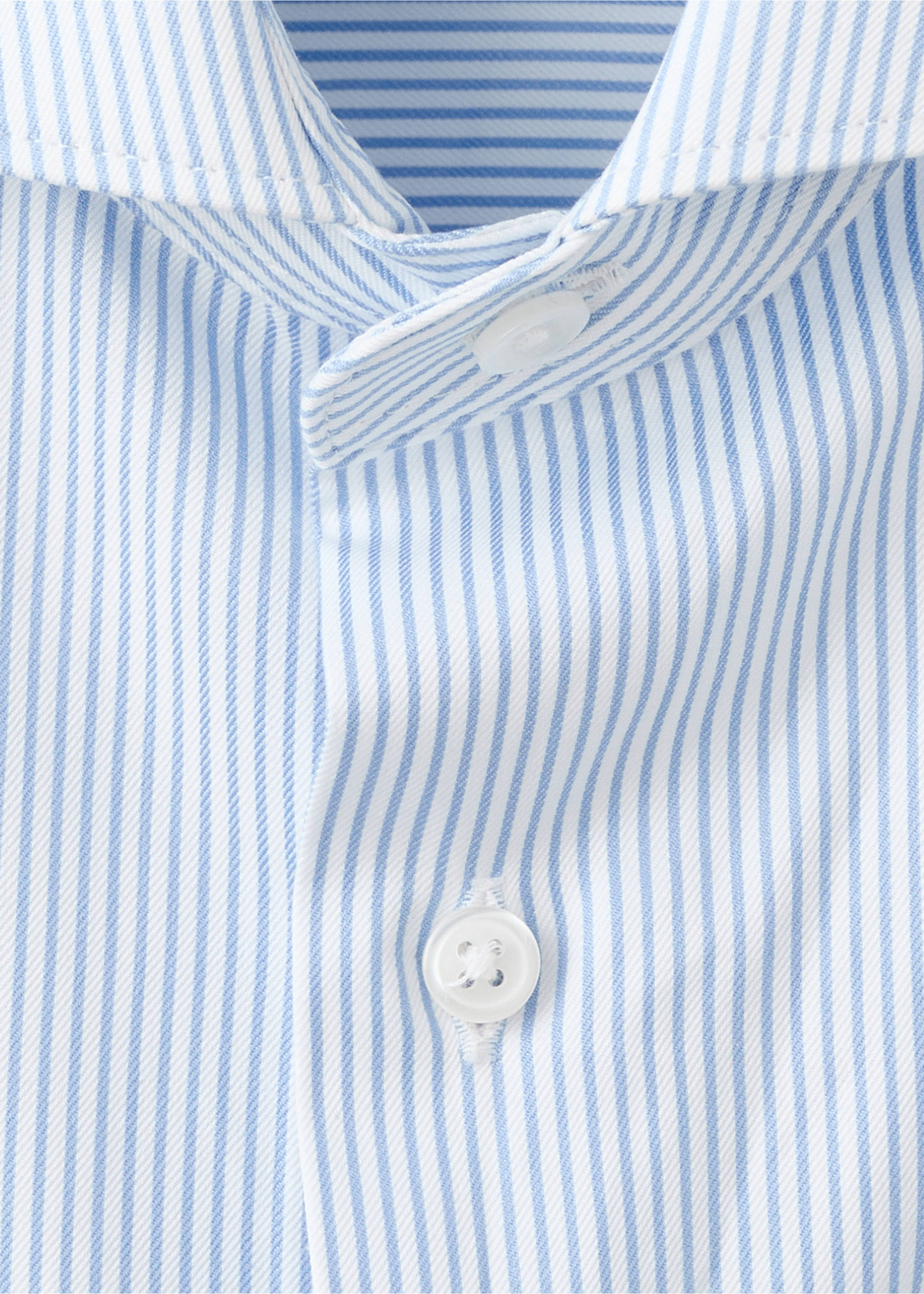 Slim-fit Giza cotton striped formal shirt - Details of the article 8, Sky Blue. Ref: 17058641-00.