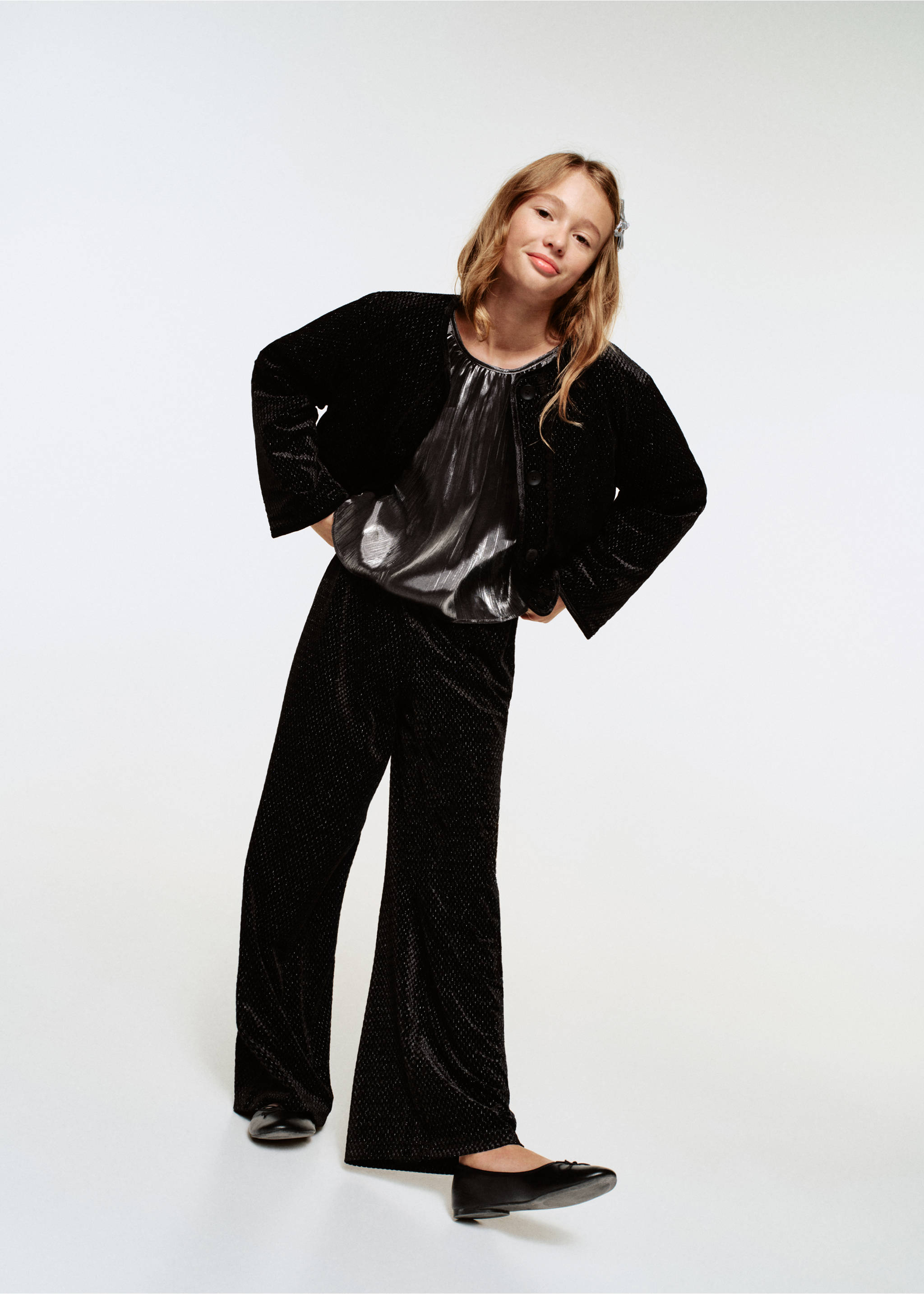 Lurex velvet trousers - General plane, Black. Ref: 17059097-00.