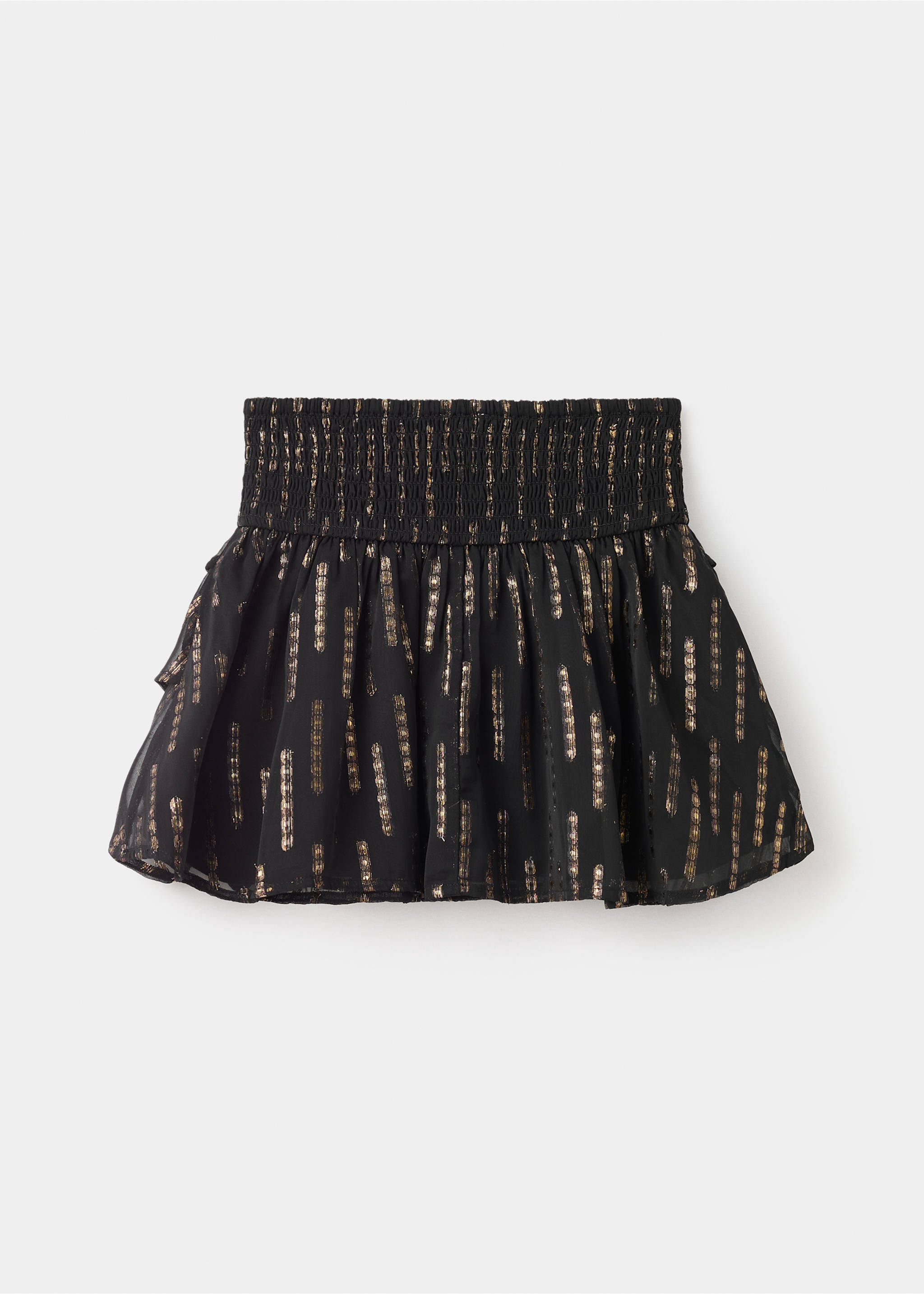 Ruffled lurex skirt - Reverse of the article, Black. Ref: 17059100-00.