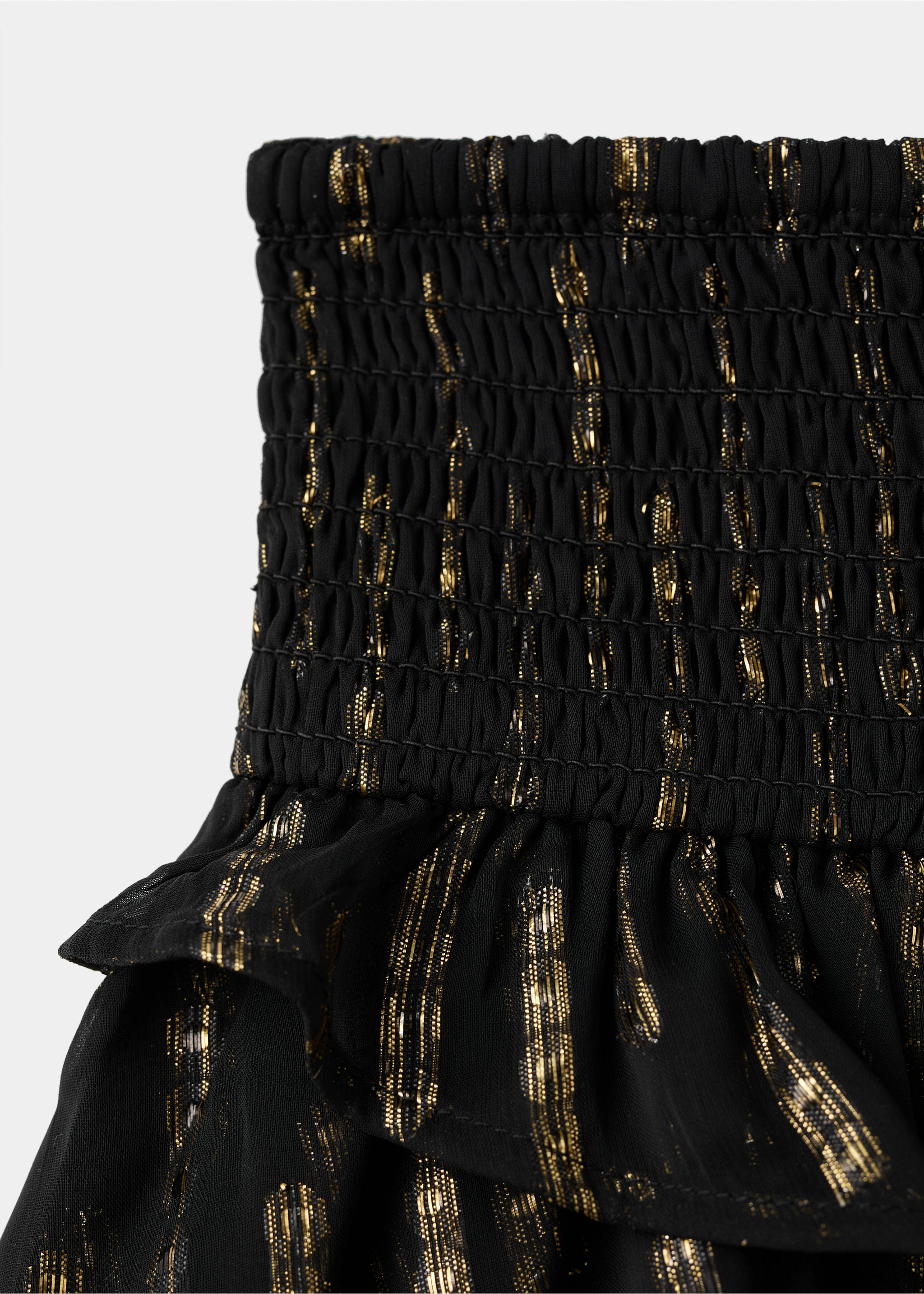 Ruffled lurex skirt - Details of the article 8, Black. Ref: 17059100-00.