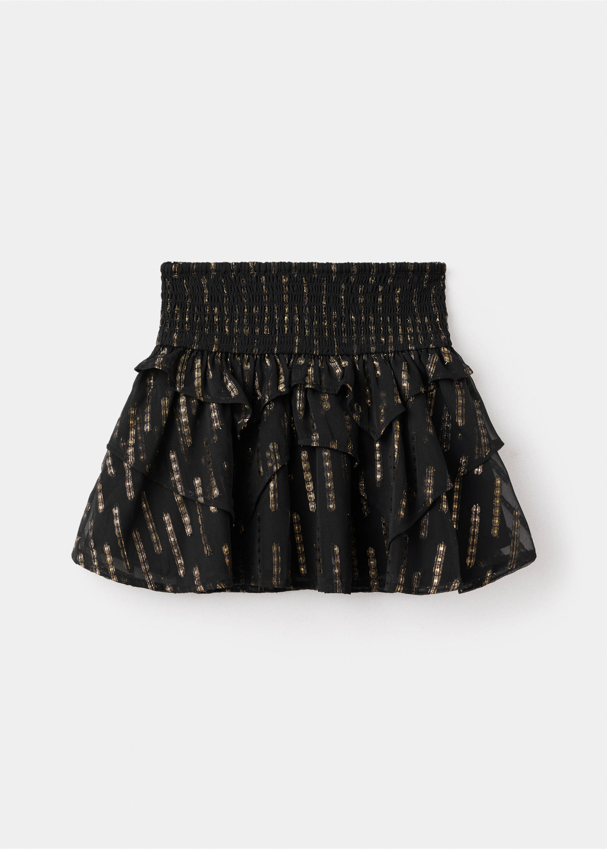 Ruffled lurex skirt - Article without model, Black. Ref: 17059100-00.