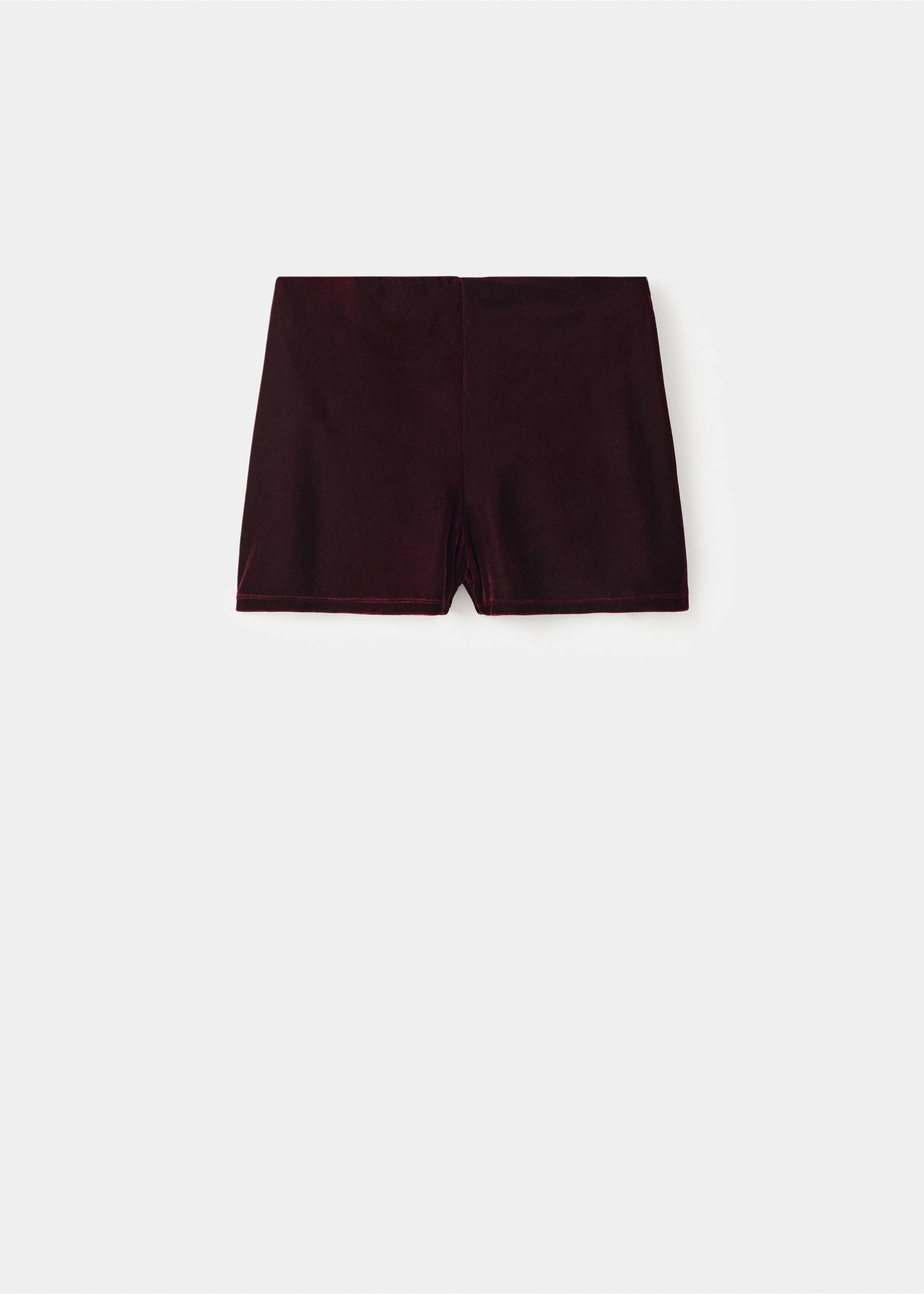 Shorts de terciopelo en color burdeos con silueta corta y entallada., Burdeos. Ref: 17059106-00.