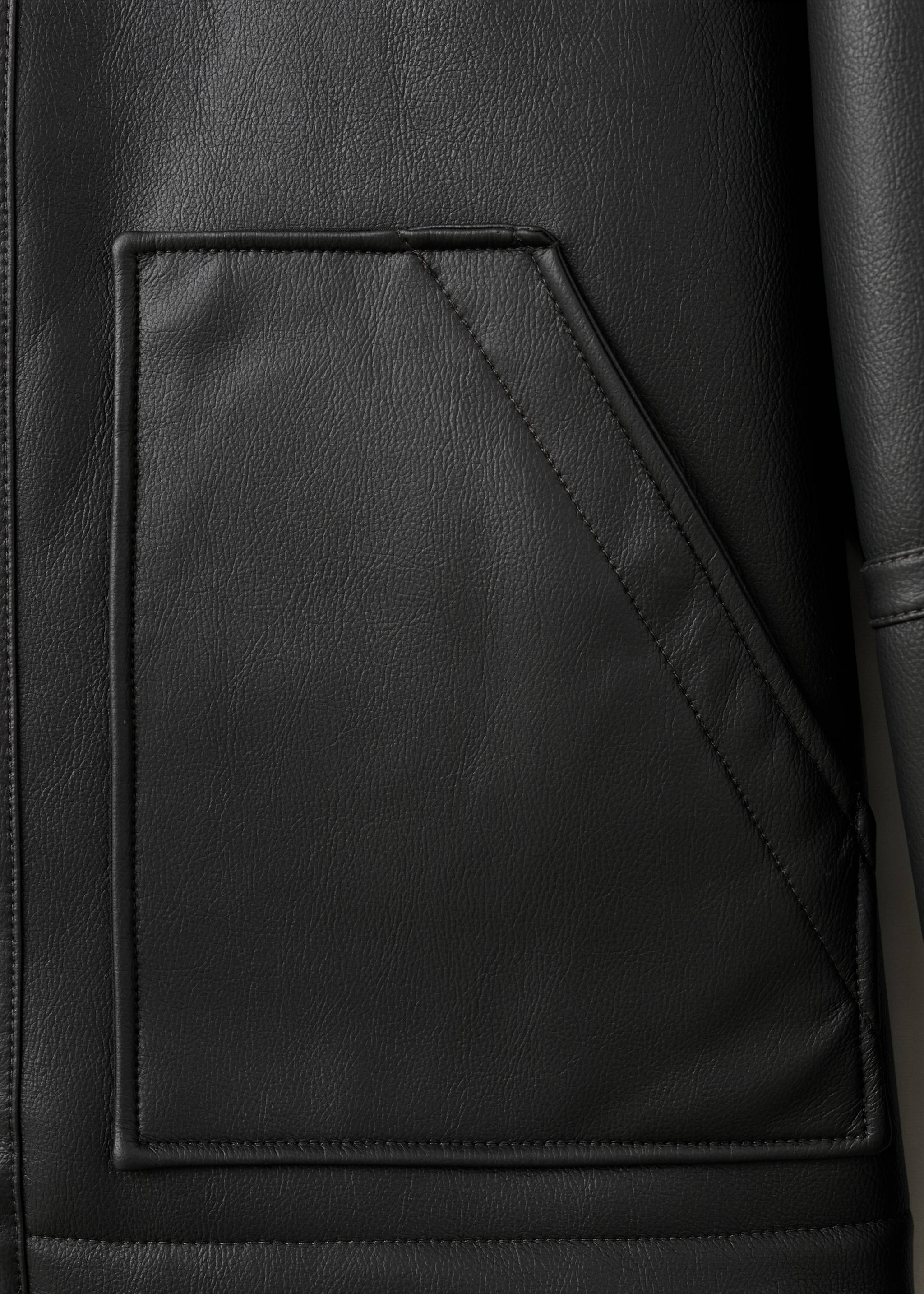 Faux-leather fleece jacket - Details of the article 0, Black. Ref: 17059206-00.