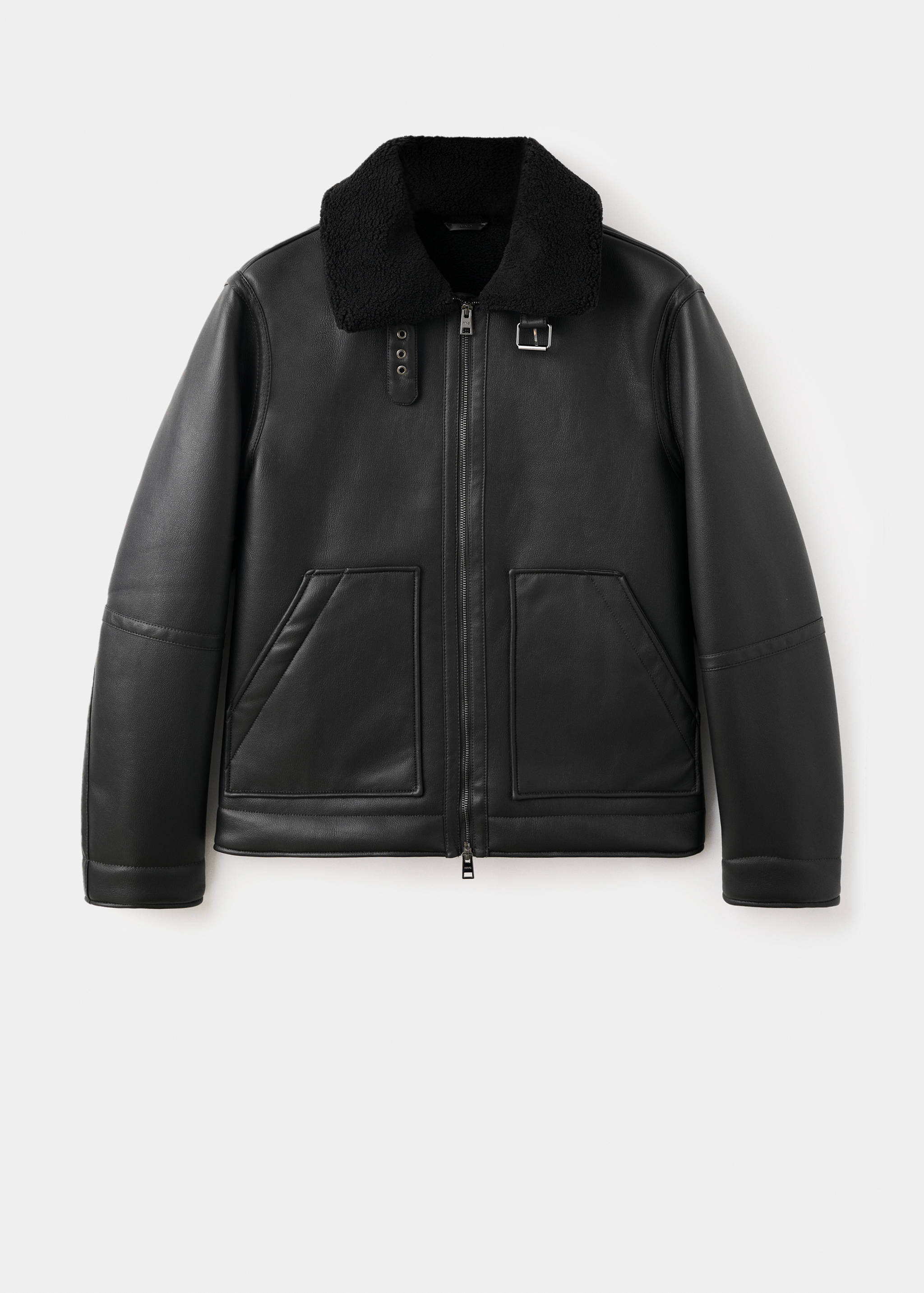Faux-leather fleece jacket - Article without model