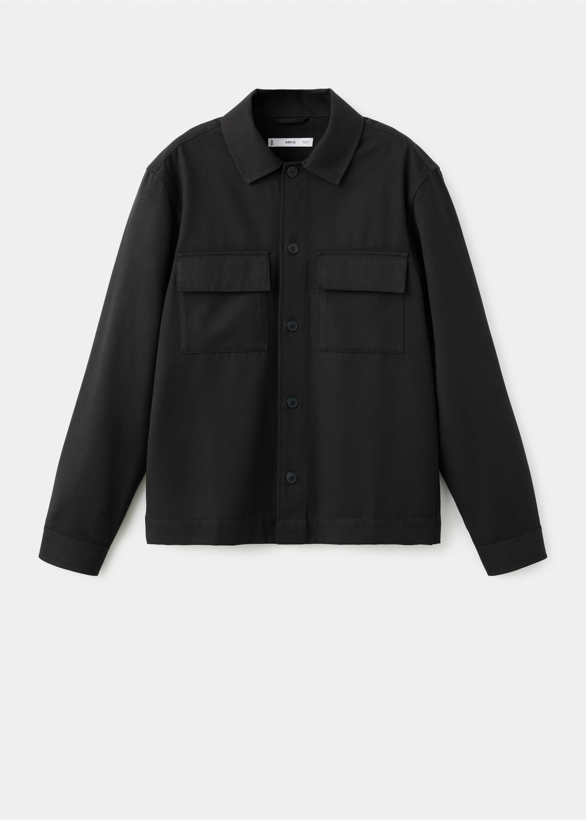 Flannel overshirt with pockets - Article without model, Black. Ref: 17059208-00.