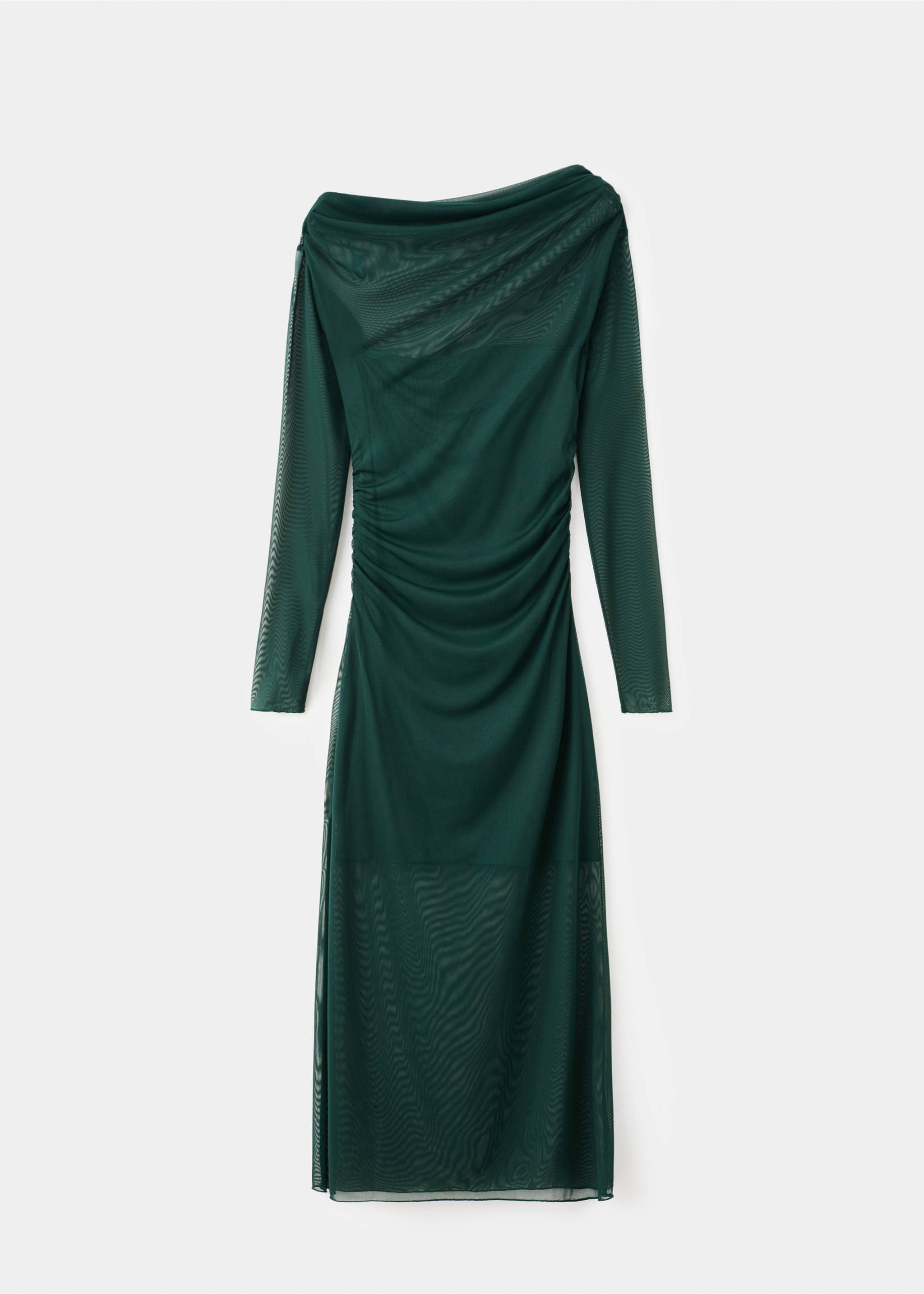 Semi-transparent asymmetrical dress - Article without model, Green. Ref: 17059212-00.