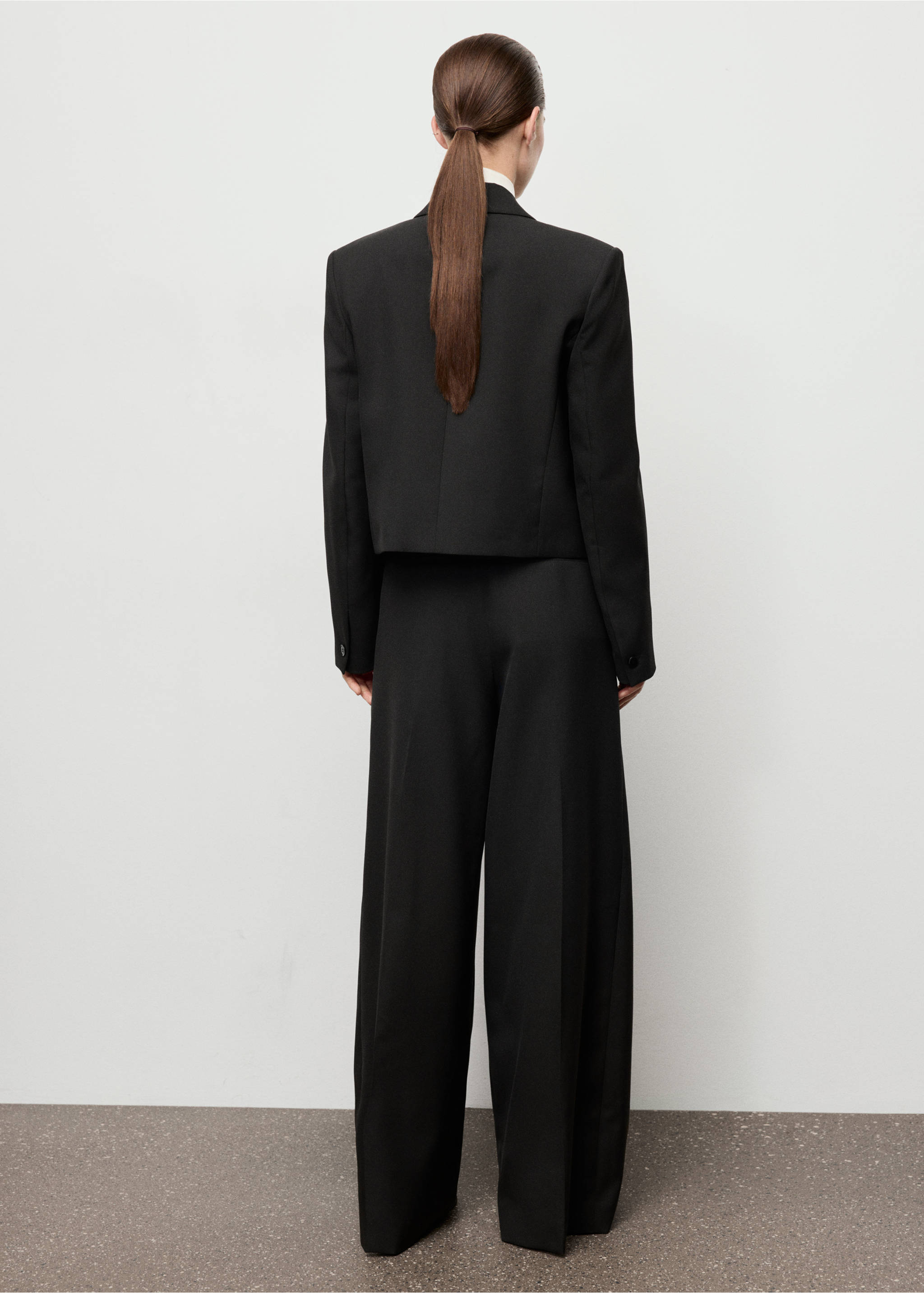 Wide leg pleated suit trousers - Reverse of the article, Black. Ref: 17059213-00.