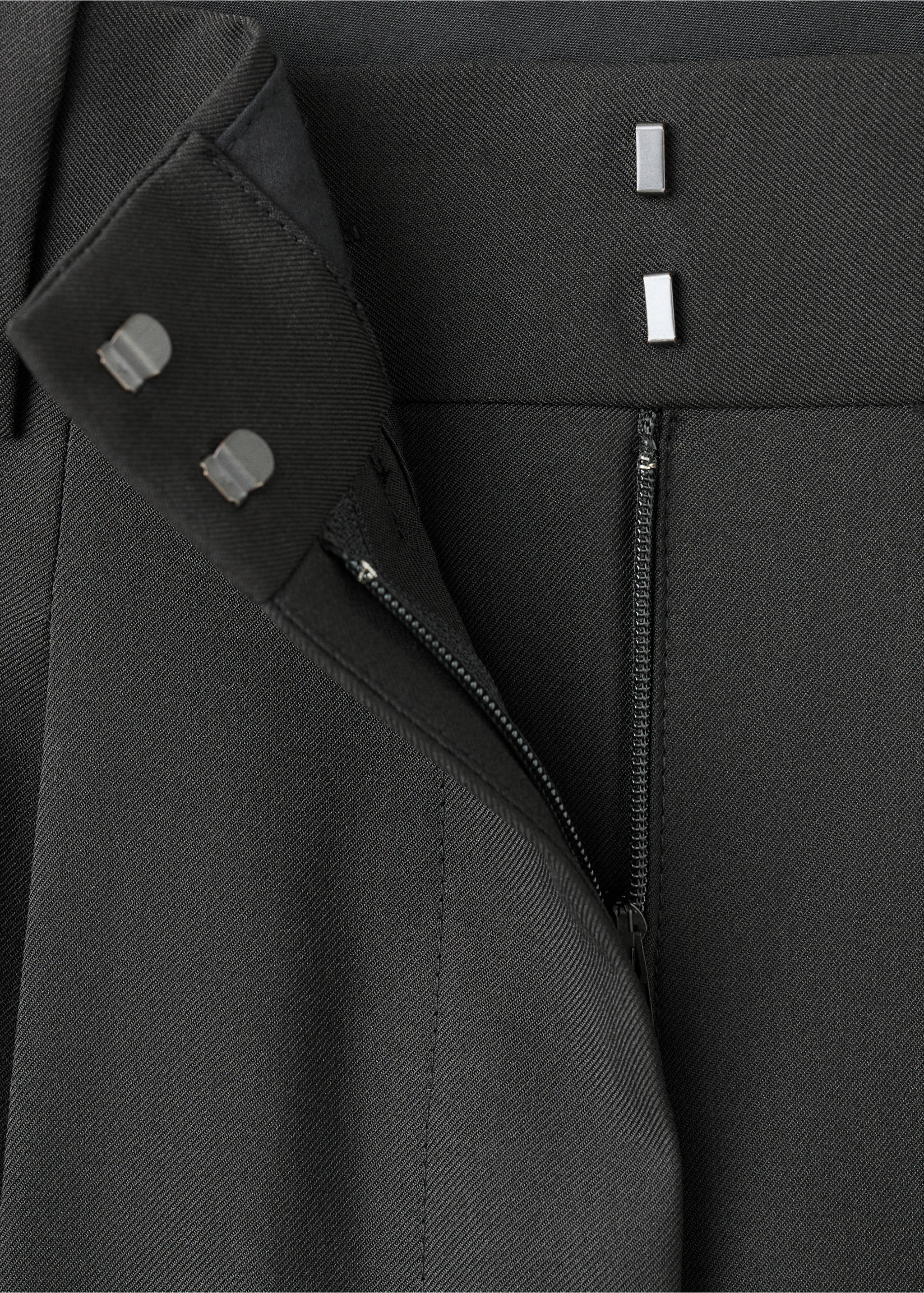 Wide leg pleated suit trousers - Details of the article 8, Black. Ref: 17059213-00.