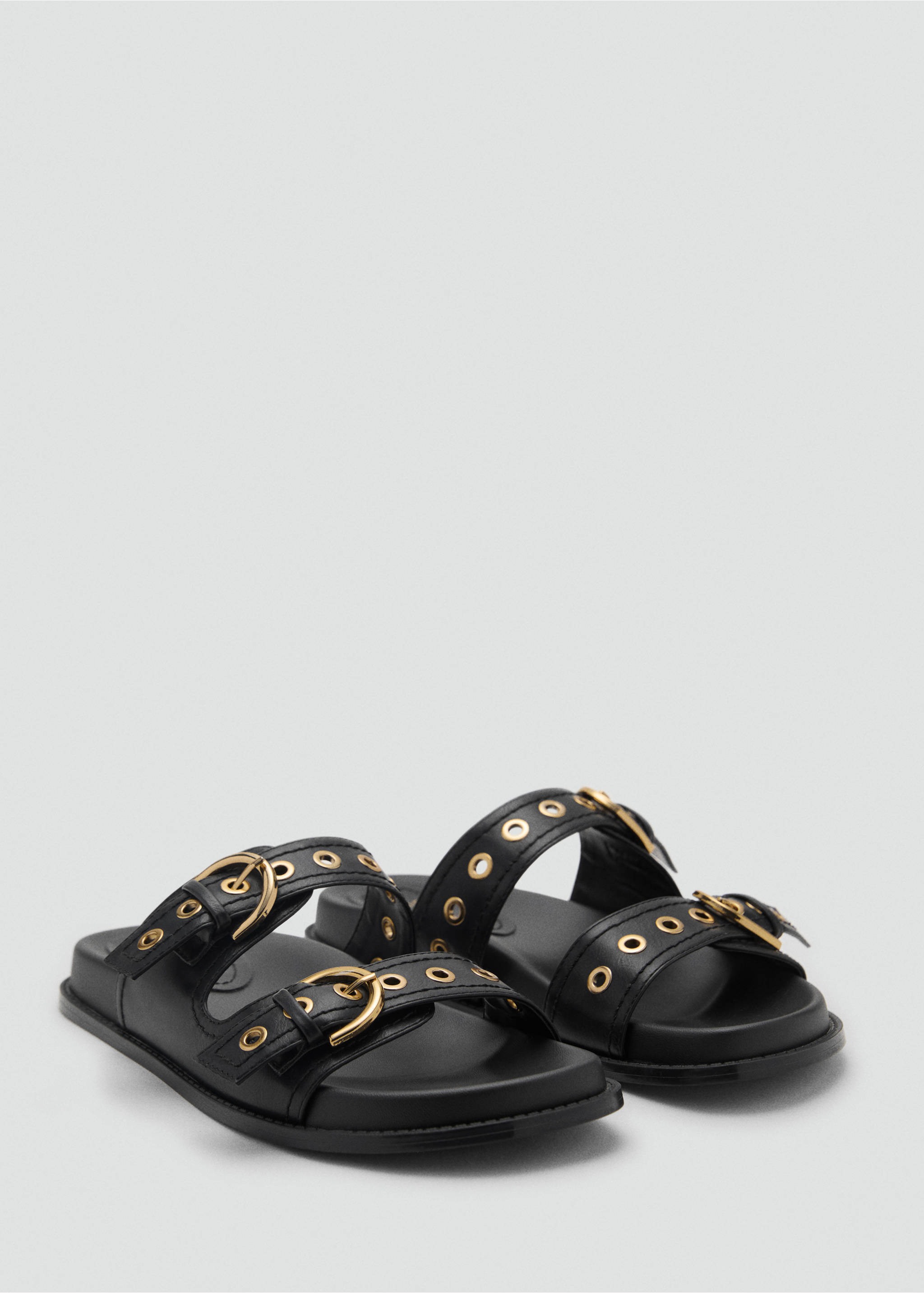 Strap sandals with buckle - Medium plane, Black. Ref: 17061120-00.