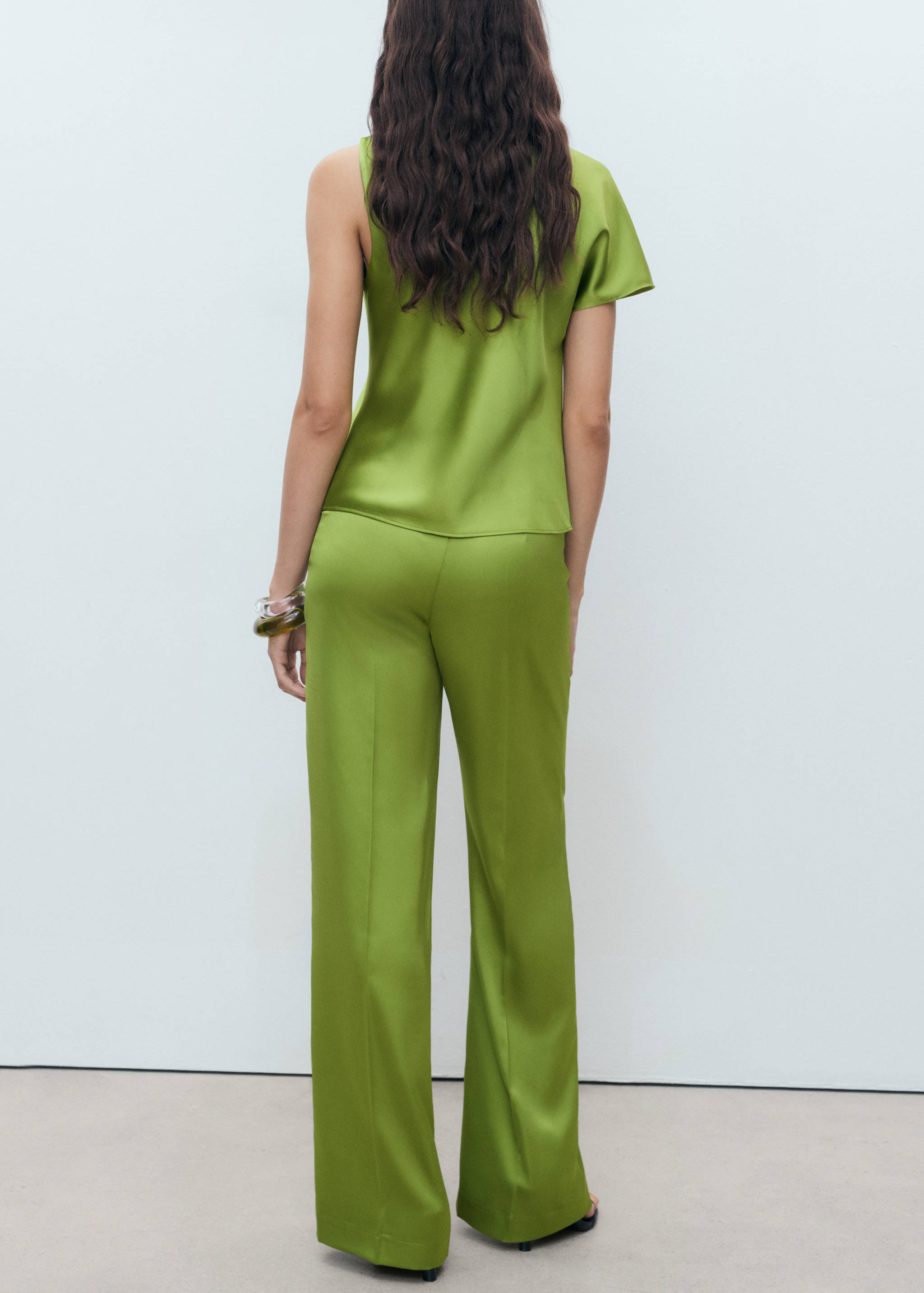 Satin straight-fit trousers - Reverse of the article