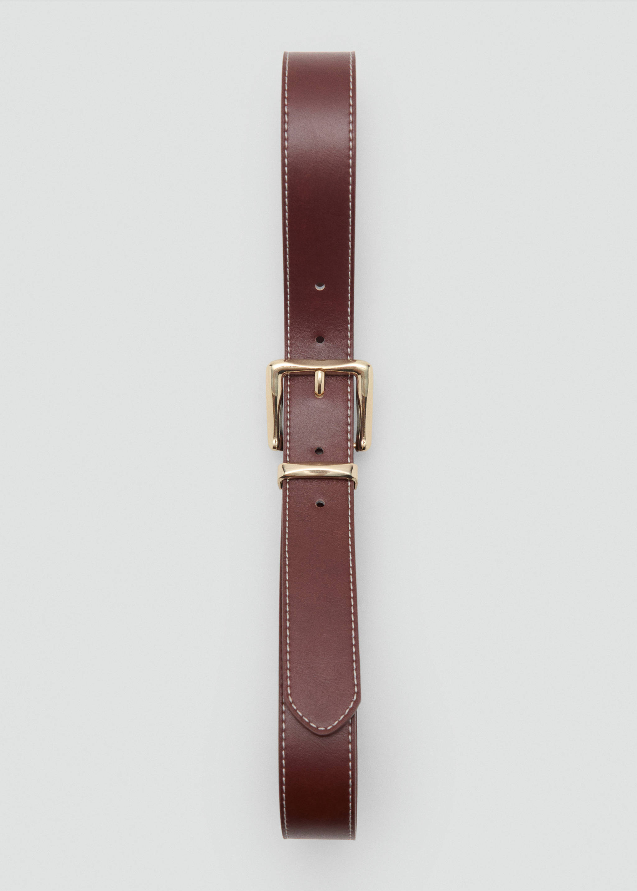 Ceinture à surpiqûres et boucle carrée - Détail de l'article 2, Marron. Ref: 17061130-00.