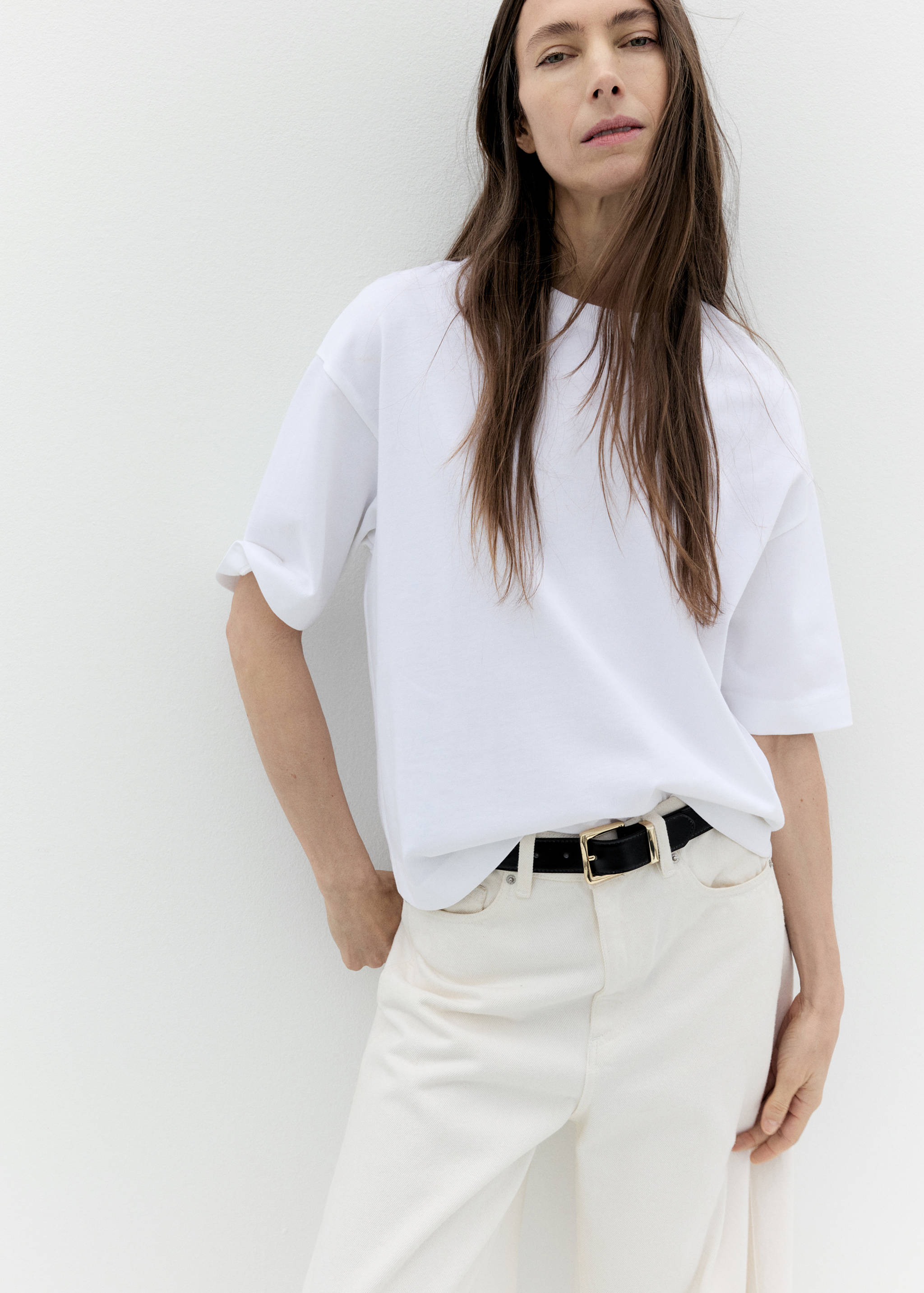 Cinturón pespunte hebilla cuadrada - Plano general