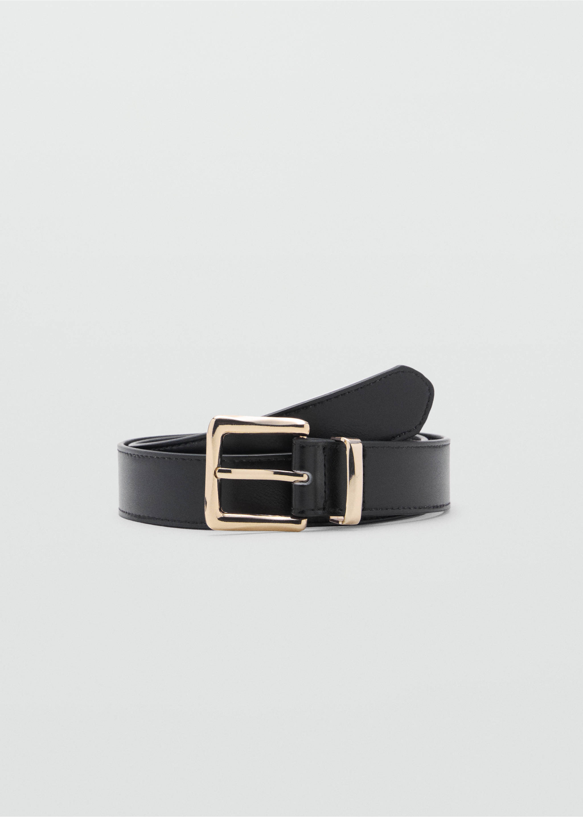 Stitched belt with square buckle - Article without model, Black. Ref: 17061130-00.