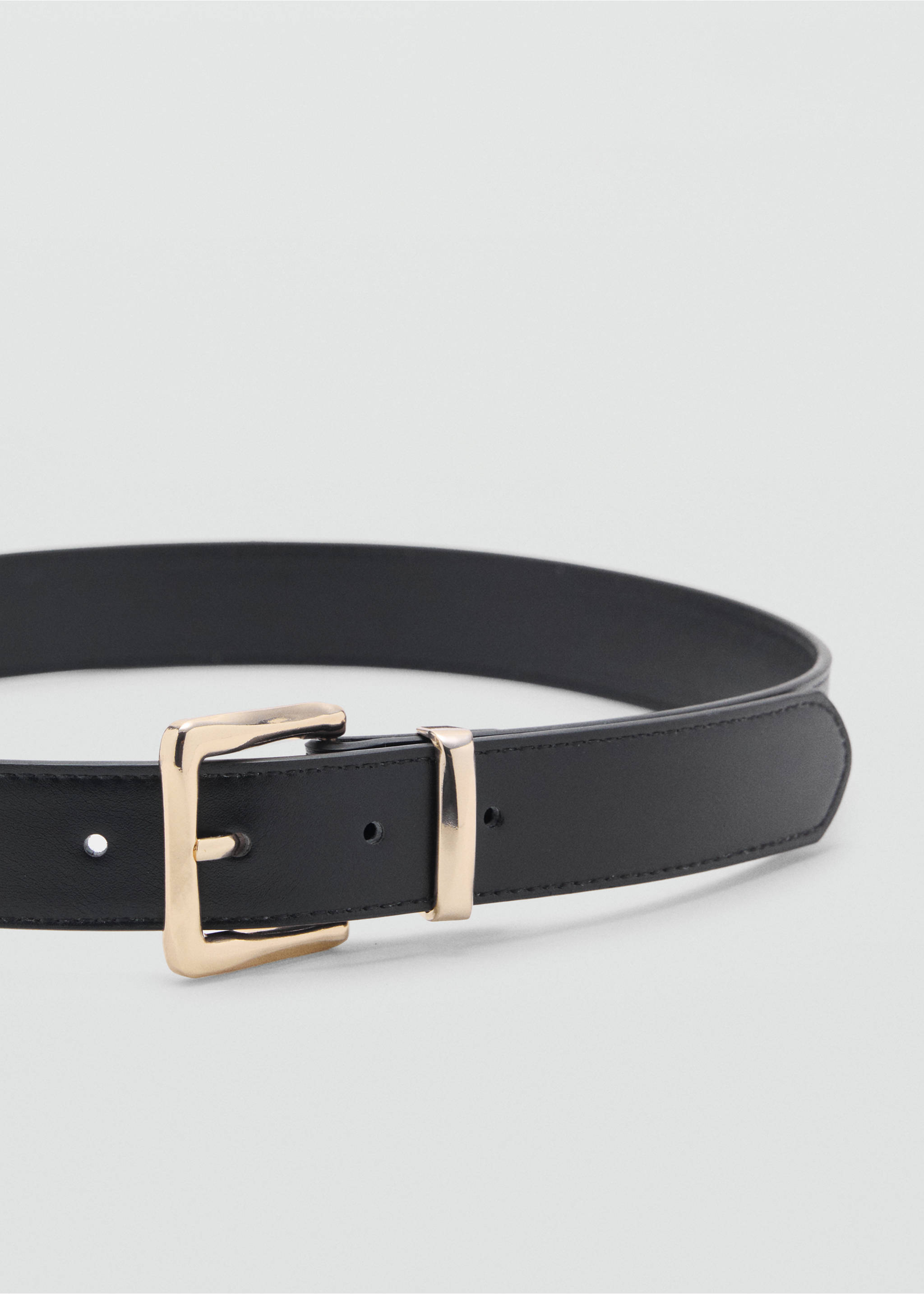 Stitched belt with square buckle - Medium plane, Black. Ref: 17061130-00.