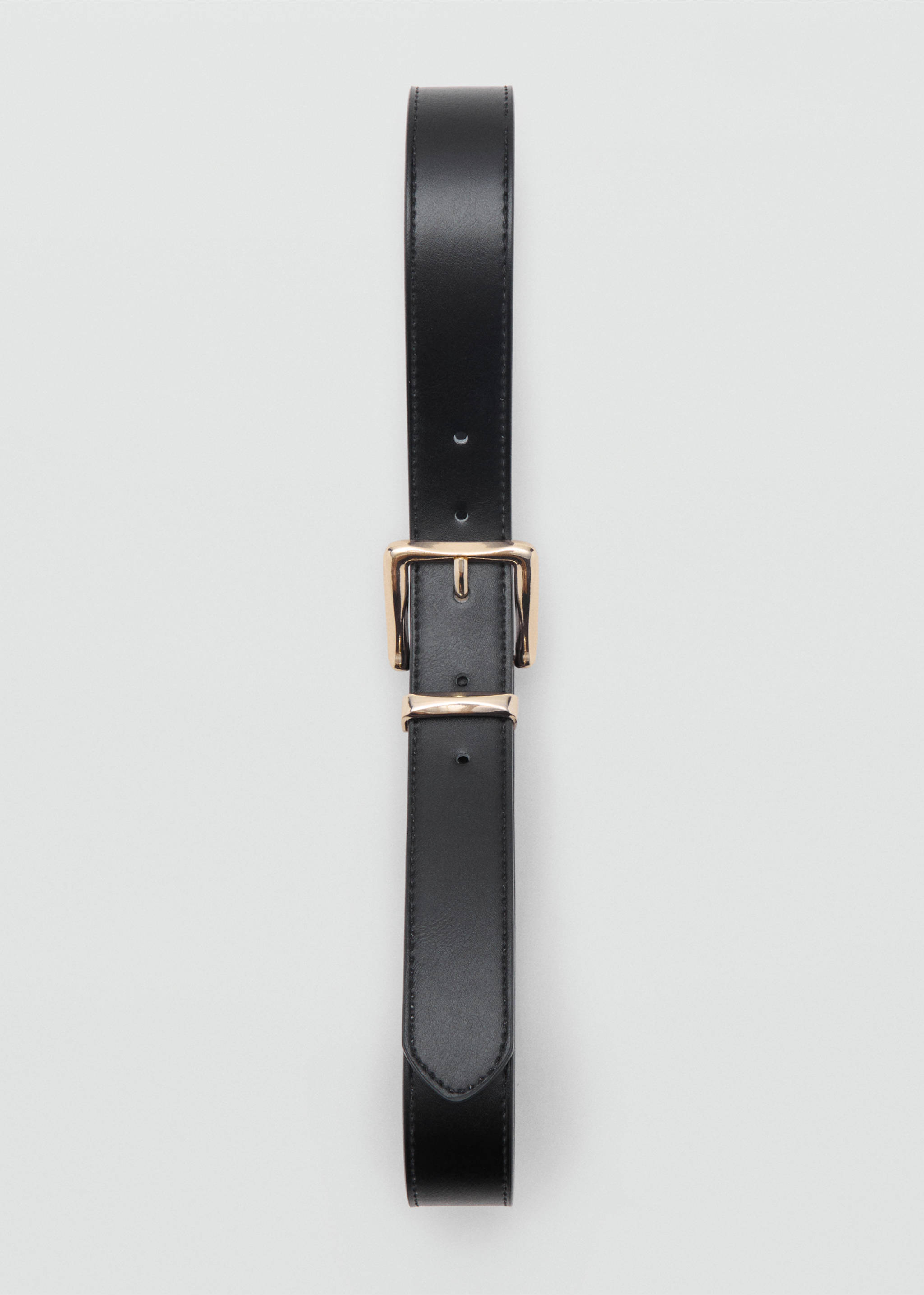 Stitched belt with square buckle - Details of the article 2, Black. Ref: 17061130-00.