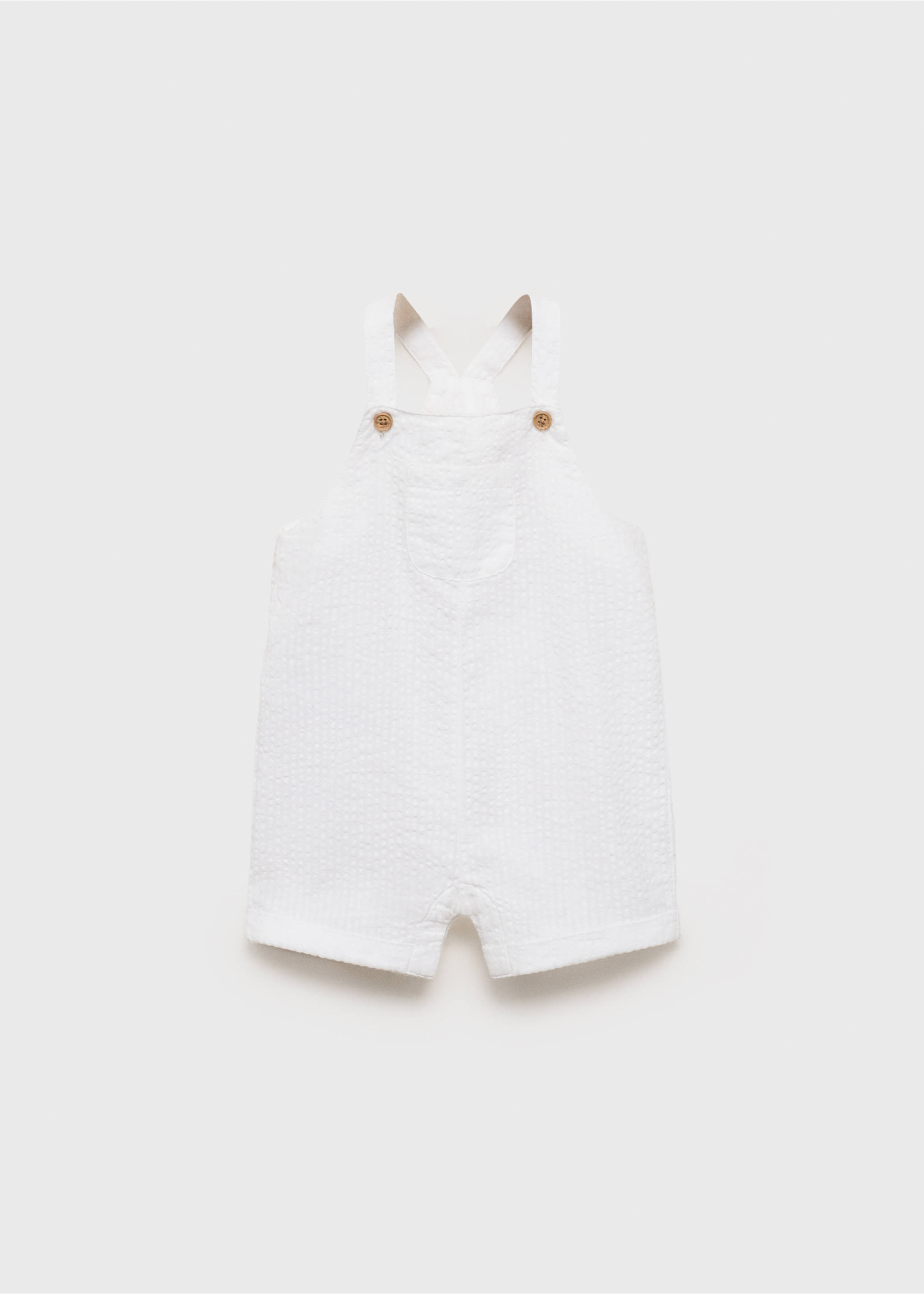 Baumwoll-Latzhose mit Textur - Artikel ohne Model, Cremeweiß. Ref: 17061140-00.