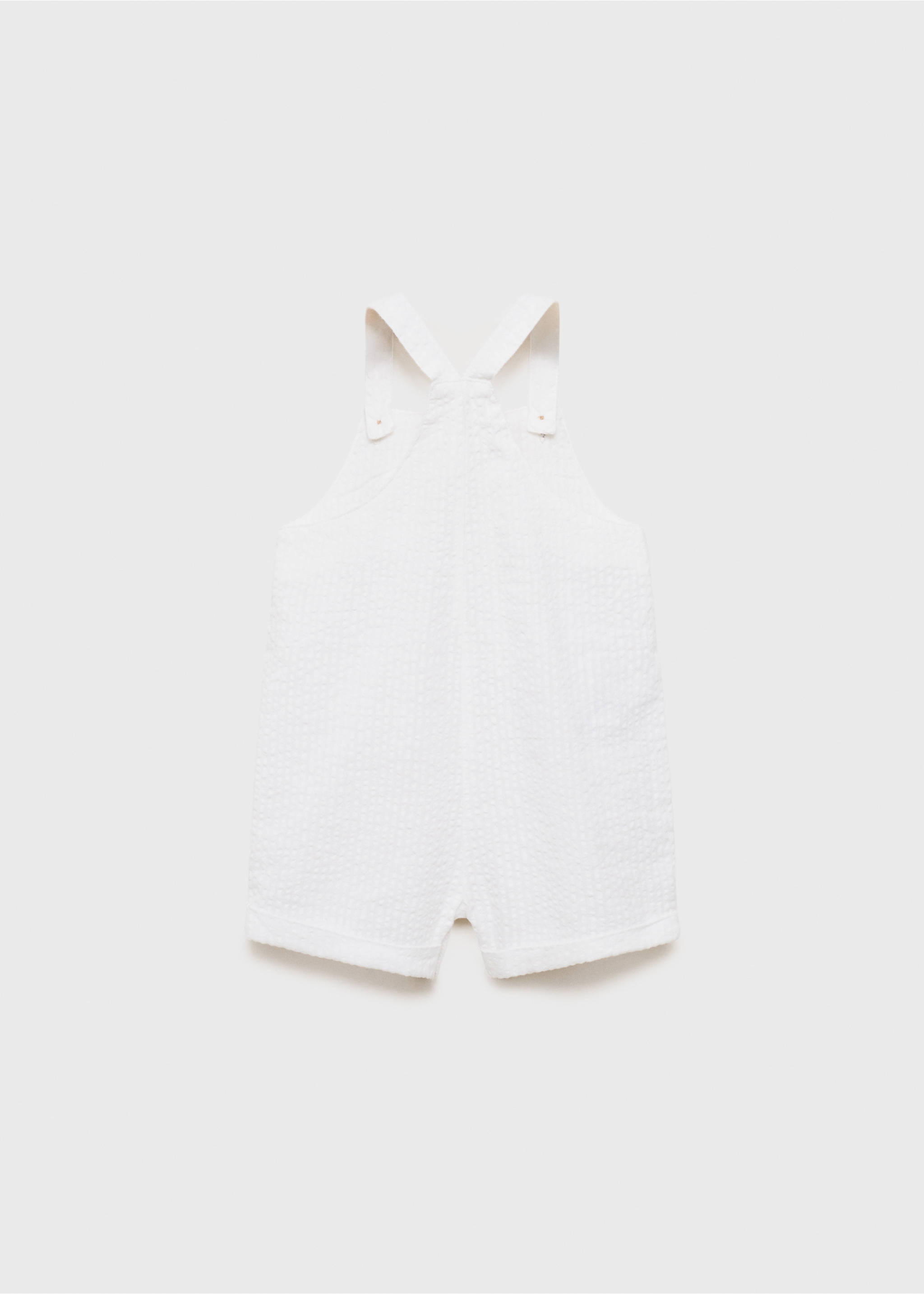 Baumwoll-Latzhose mit Textur - Rückseite des Artikels, Cremeweiß. Ref: 17061140-00.