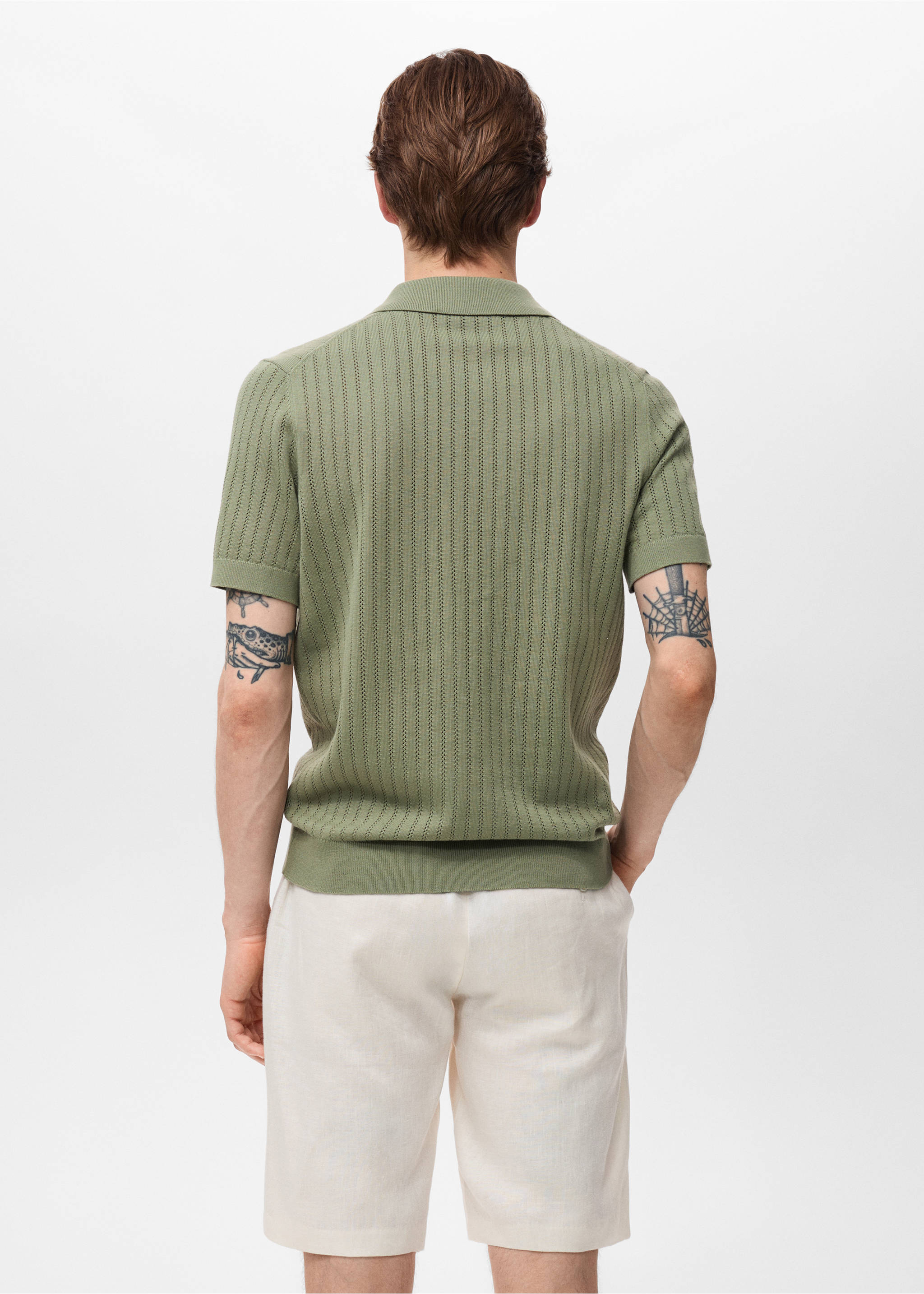 Slim-fit 100% linen bermuda shorts - Reverse of the article, Off White. Ref: 17061142-00.