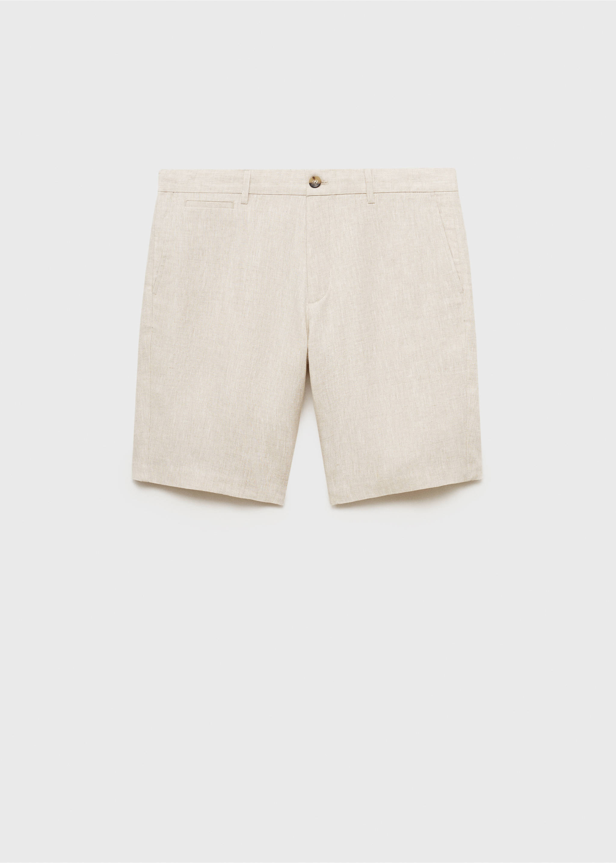 Slim-fit 100% linen bermuda shorts - Article without model, Ecru. Ref: 17061142-00.