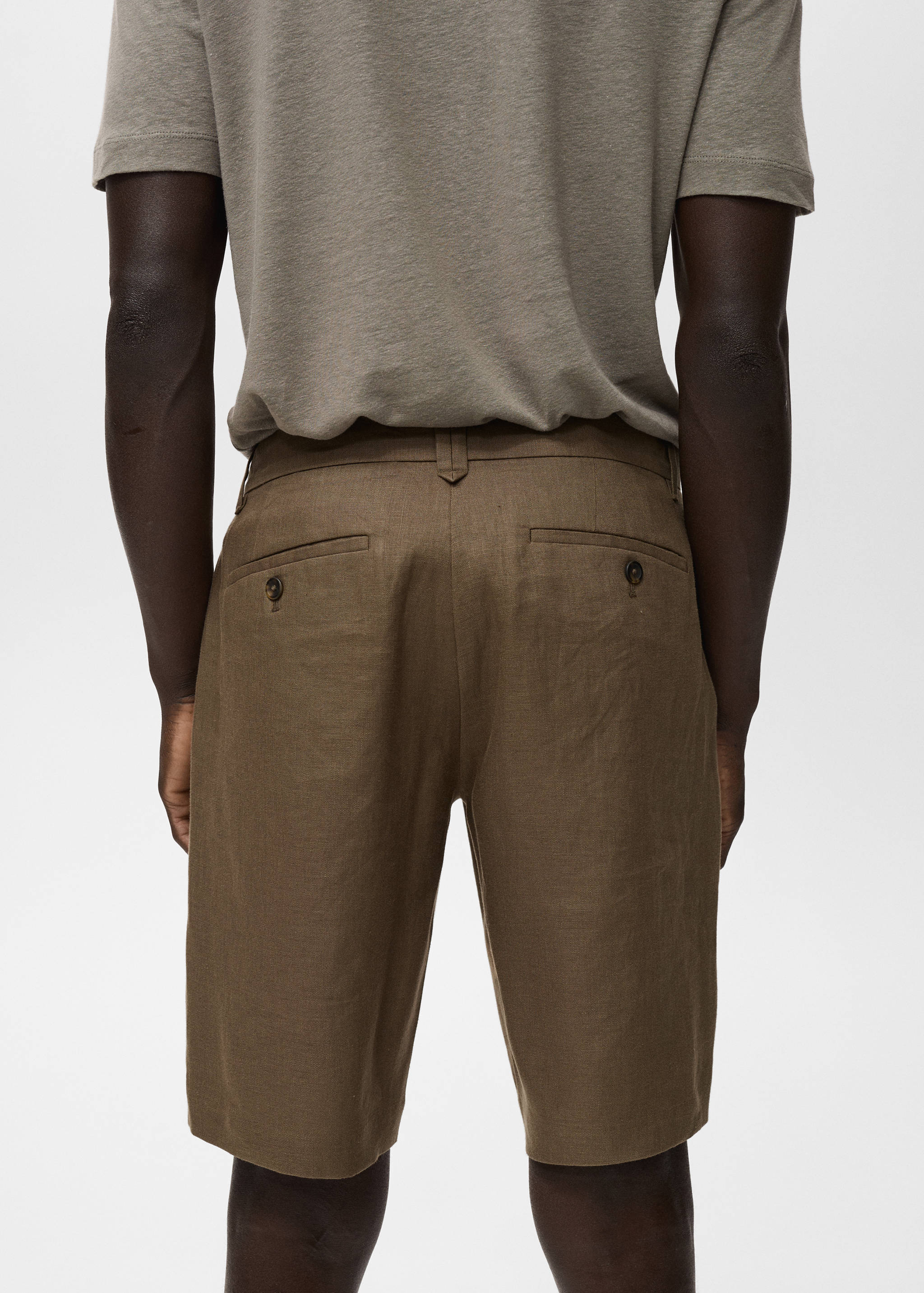 Slim-fit 100% linen bermuda shorts - Details of the article 6