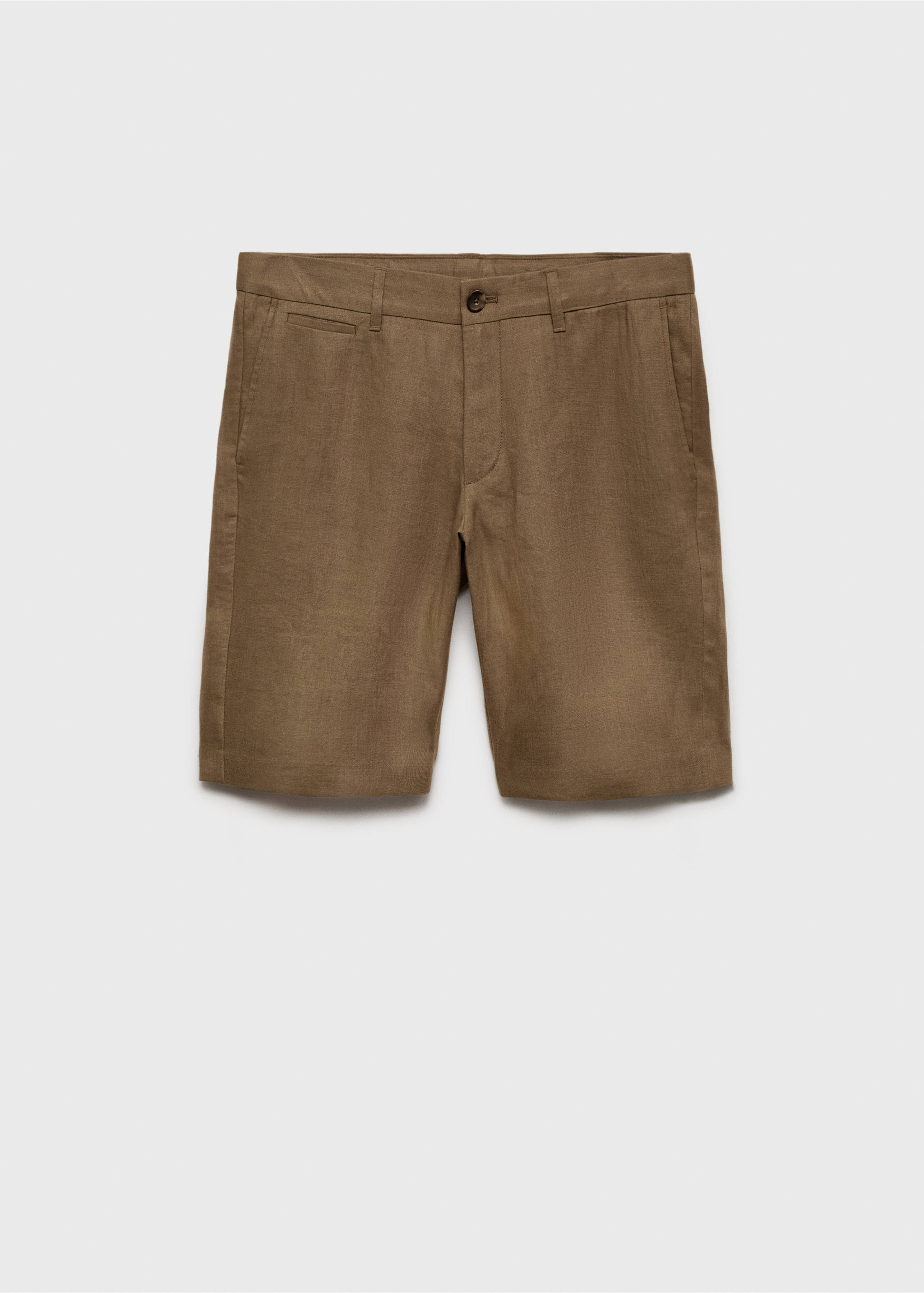 Slim-fit 100% linen bermuda shorts - Article without model, Medium Green. Ref: 17061142-00.